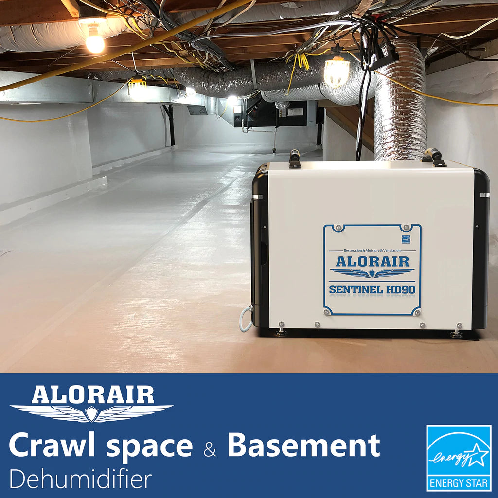 AlorAir Sentinel HD90 Energy Star Certified Dehumidifier for Basement & Crawl Space - High Efficiency Moisture Control with Auto Drain - Perfect for Home, Garage, and Storage Areas