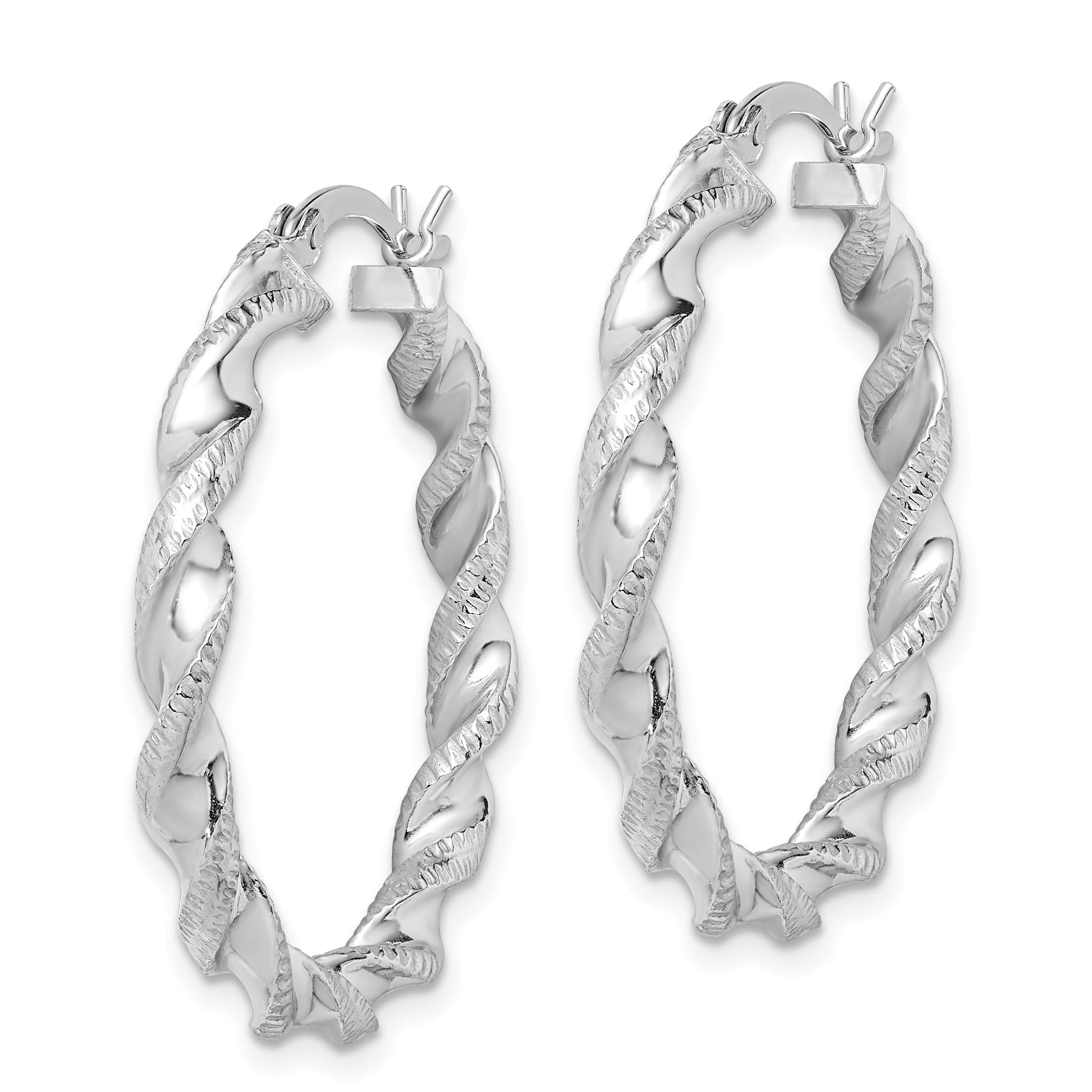 925 Sterling Silver Twisted 3.5x30mm Round Large Hoop Earrings for Women - Elegant Fashion Jewelry for Party, Wedding & Everyday Wear