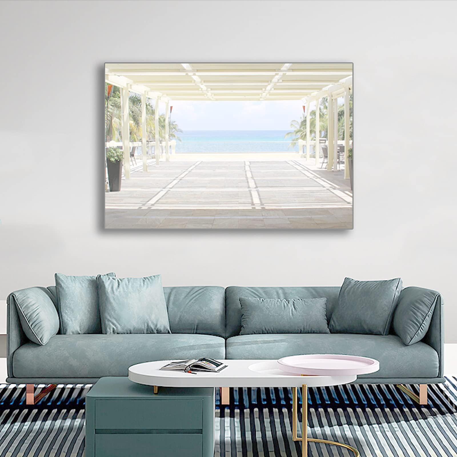 Large Seascape Canvas Wall Art - Modern Ocean Painting Poster for Bedroom & Living Room Décor - Perfect for Coastal, Beach, and Nautical Themed Home Interiors