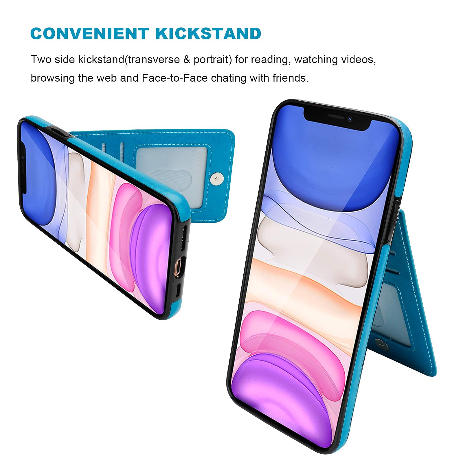 Vaburs iPhone 11 Pro Max Wallet Case - PU Leather Flip Cover with 5 Card Slots & Kickstand, Embossed Mandala Flower Design, Shockproof Protective Phone Case for iPhone 11 Pro Max 6.5 Inch (Blue) | Perfect for Travel, Work, and Everyday Use