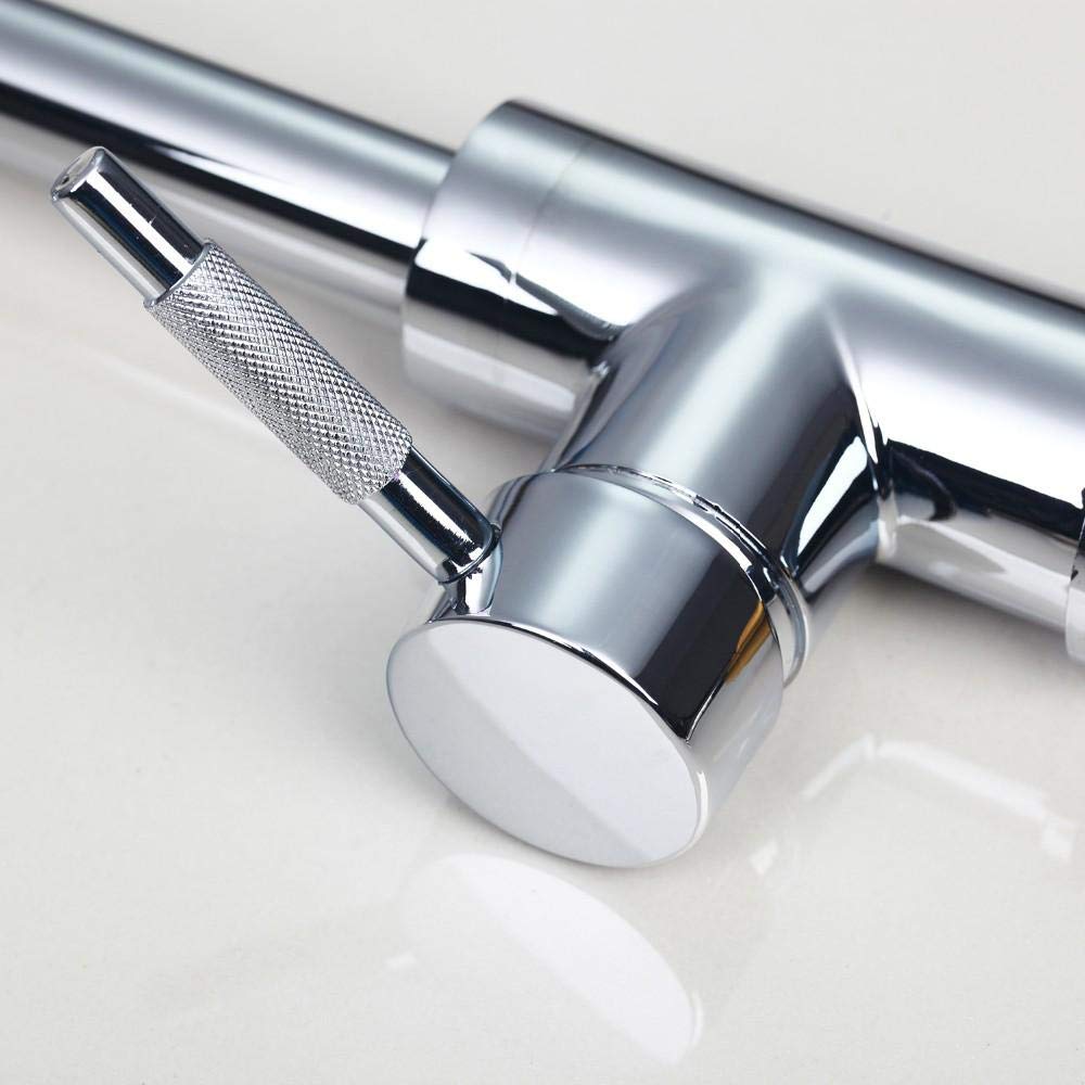 360° Swivel Single Handle Kitchen Faucet with Chrome Finish - Brass Folding Water Tap for Sink - Perfect for Small Kitchens, RVs & Tight Spaces