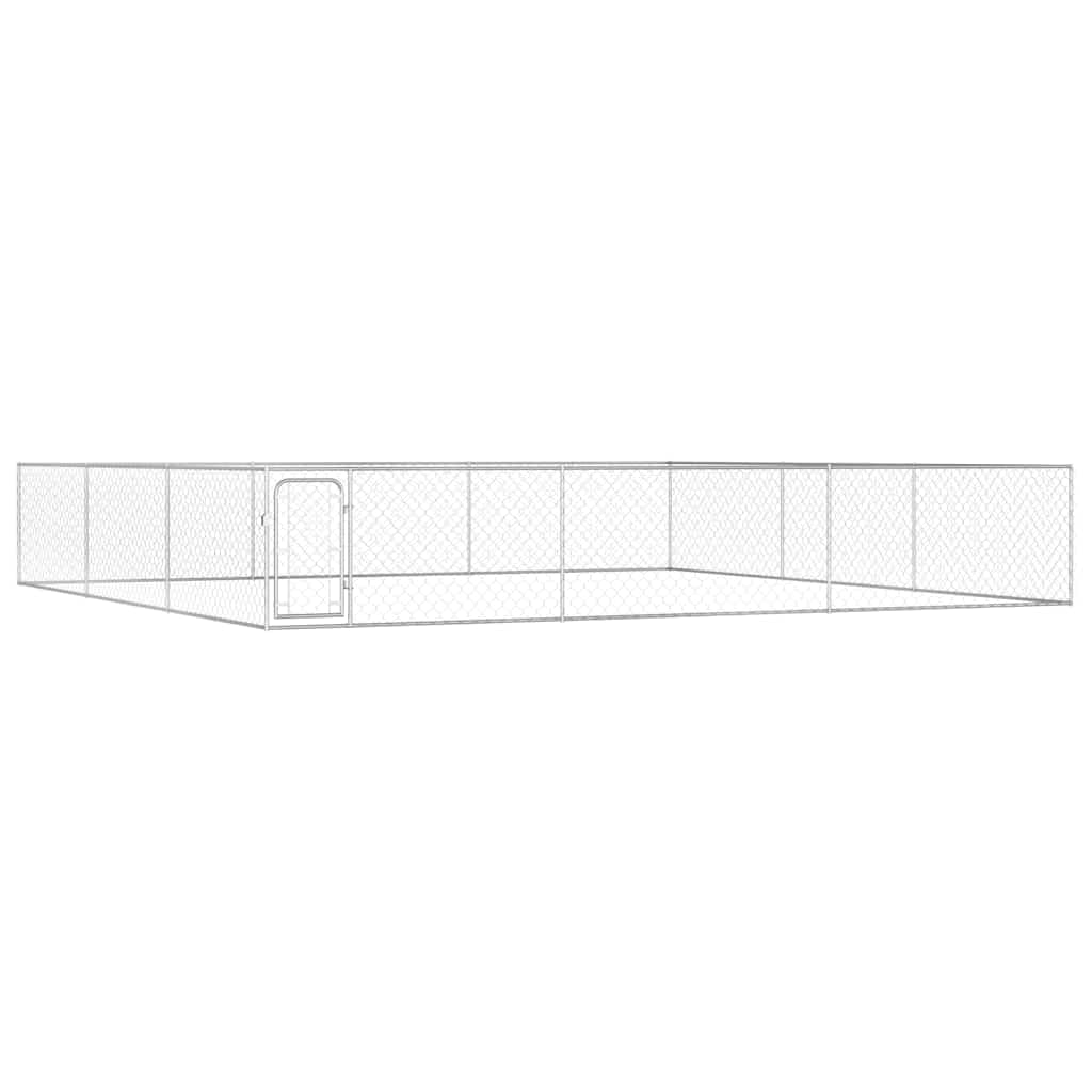 vidaXL Large Outdoor Dog Kennel - Heavy Duty Galvanized Steel Dog Crate with Lockable Door | Training Cage & Puppy Playpen for Backyard, Garden & Exercise | Durable Pet Enclosure for Large Dogs