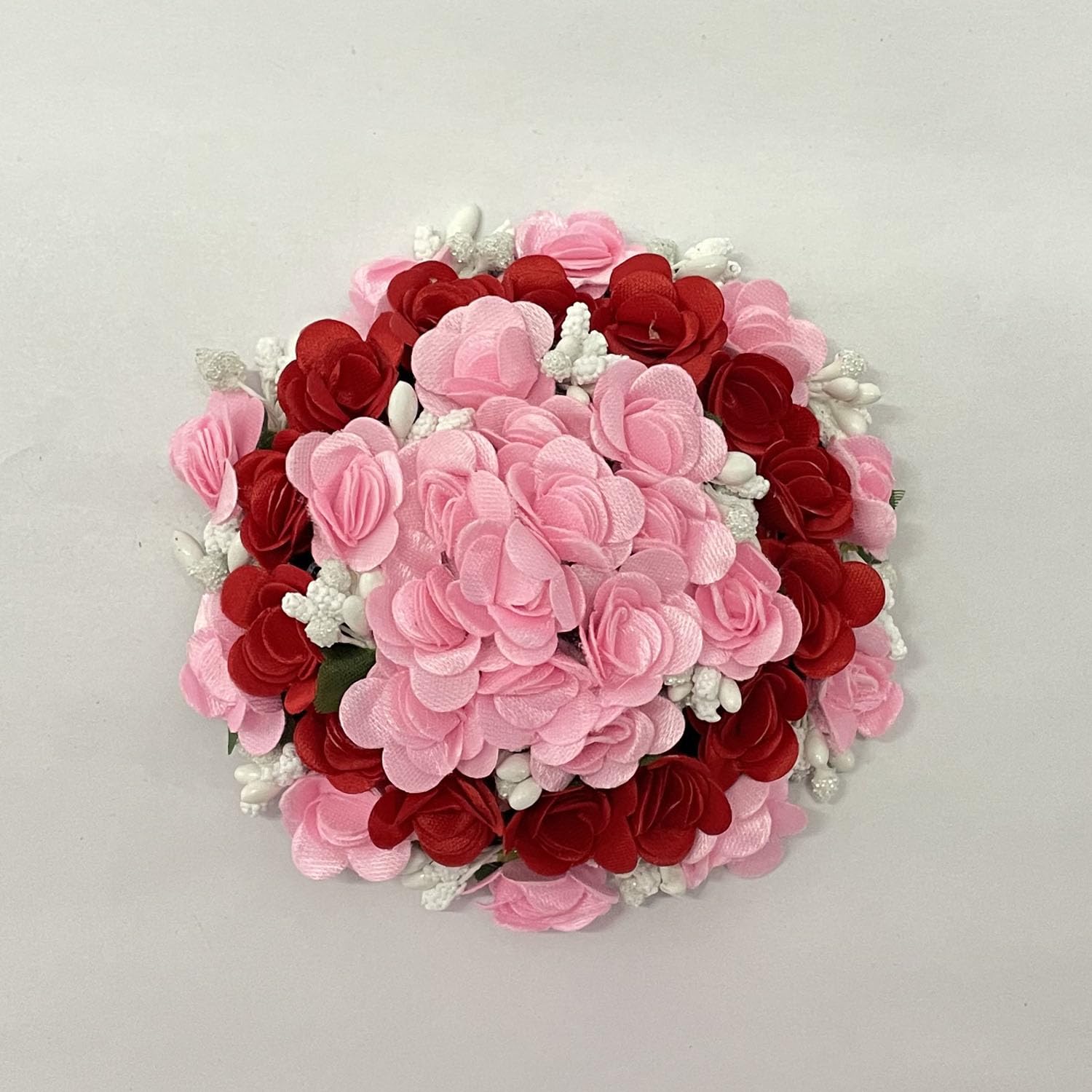 GuruEmbelish Bridal Bun Juda Gajra Maker - Pink & Red Flower Hair Accessories for Women & Girls | Perfect for Weddings, Parties & Traditional Events