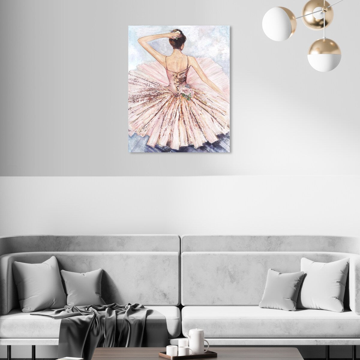 Ballet Dancer Tutu Wall Art - Pink Roses Inspired Canvas Print for Living Room, Bedroom & Nursery Decor | Elegant Ballet Home Decor