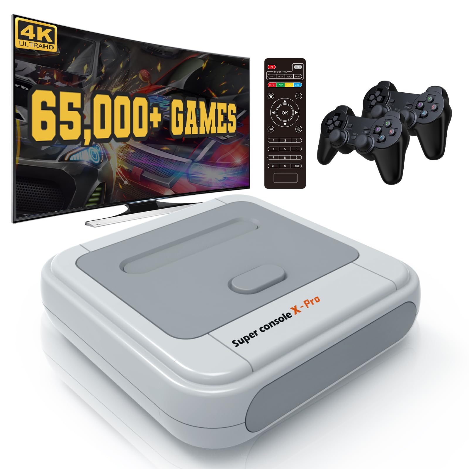 Kinhank Retro Game Console 256GB - Super Console X PRO with 65,000+ Preloaded Games | 4K TV HD/AV Output Video Game System | Dual System Support - Perfect for Family Game Nights & Retro Gaming Enthusiasts