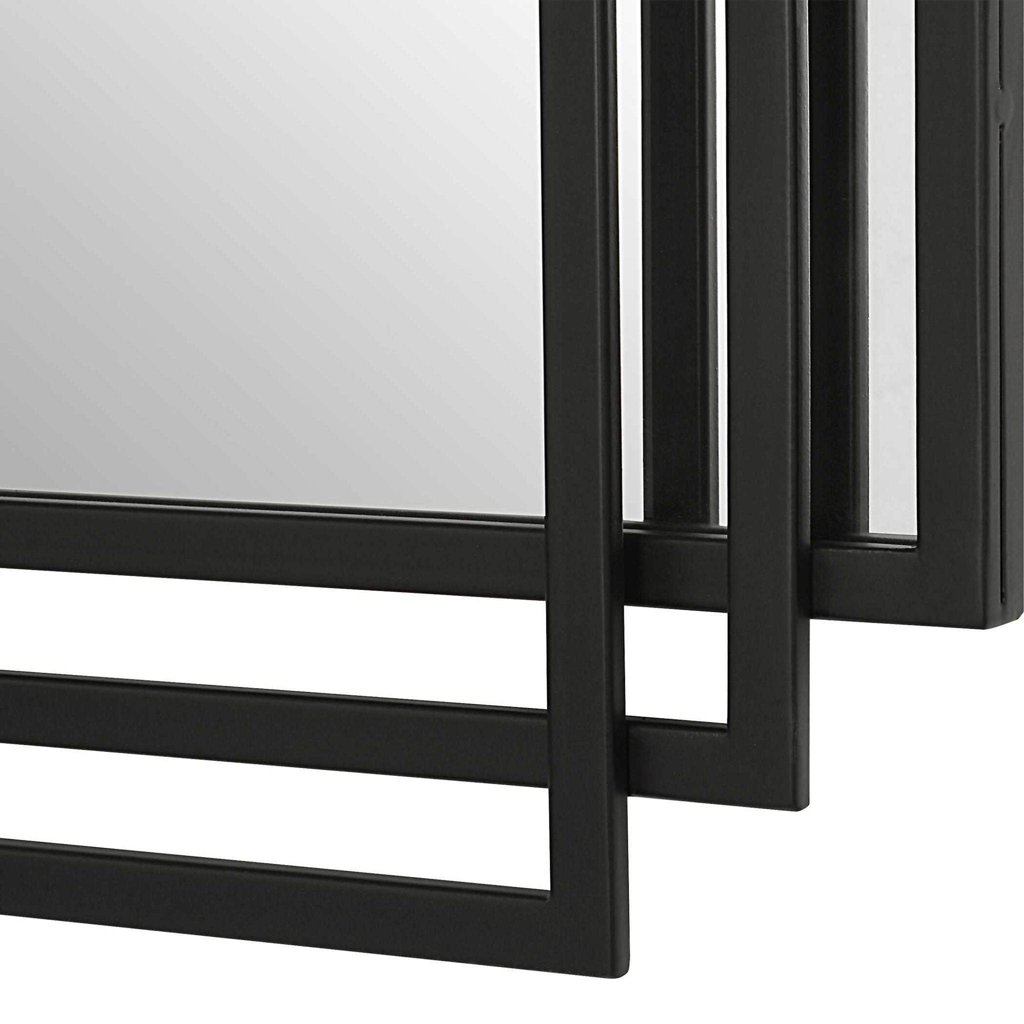 Black Iron Mirror by Amherst - Elegant Wall Decor for Living Room, Bedroom & Entryway
