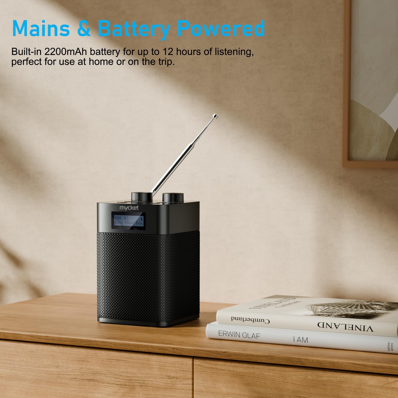 Portable Digital Radio with Bluetooth 5.0 - FM/DAB/DAB+ Receiver, USB Rechargeable, 80 Preset Stations, LCD Display & Headphone Jack | Perfect for Home, Office, Kitchen, Garden & Outdoor Use