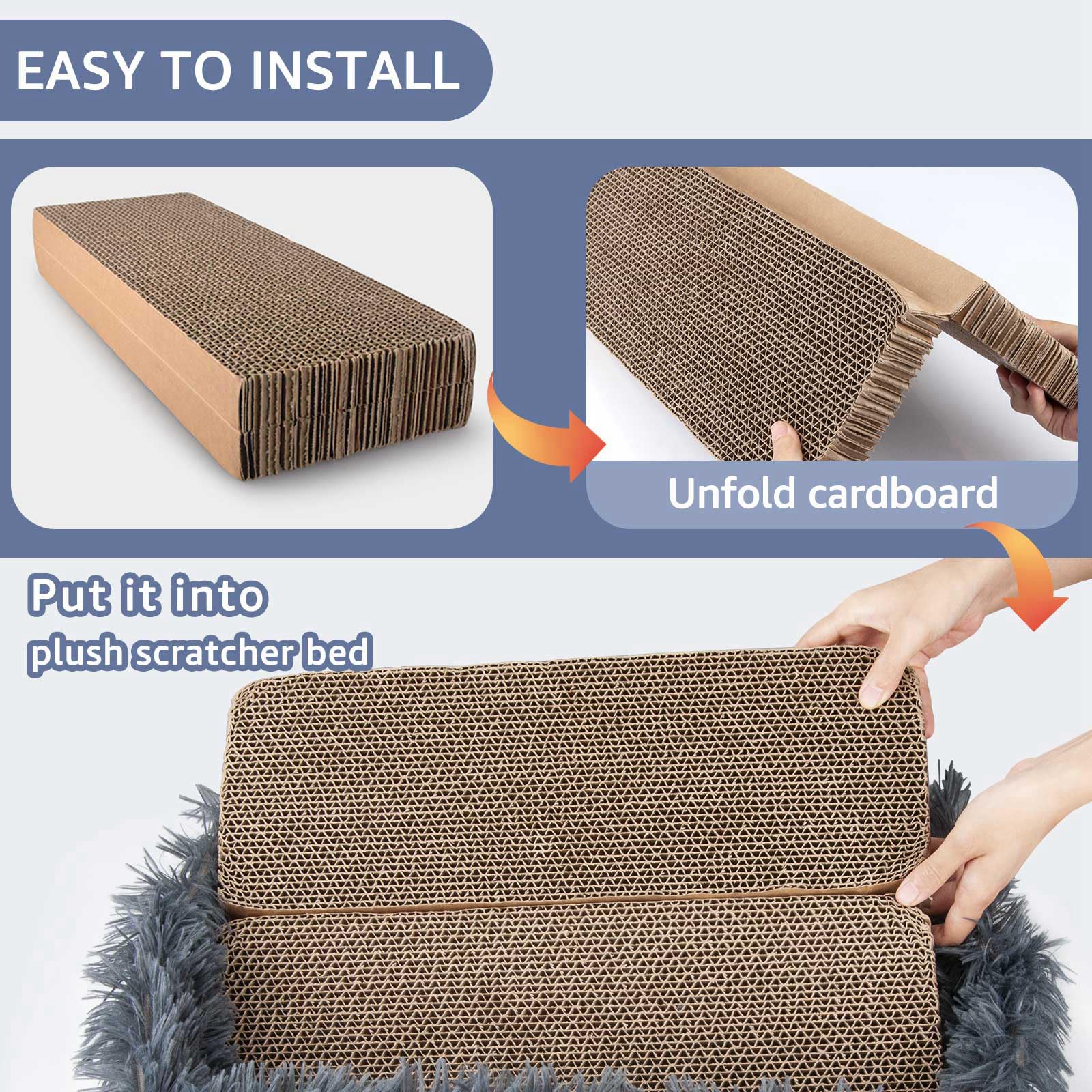 Premium Cat Scratcher Bed & Lounge Box - Large Corrugated Cardboard Scratching Pad with Removable Panels for Kittens & Adult Cats - Protects Furniture from Scratching (Dark Grey) - Perfect for Living Rooms, Bedrooms & Home Offices