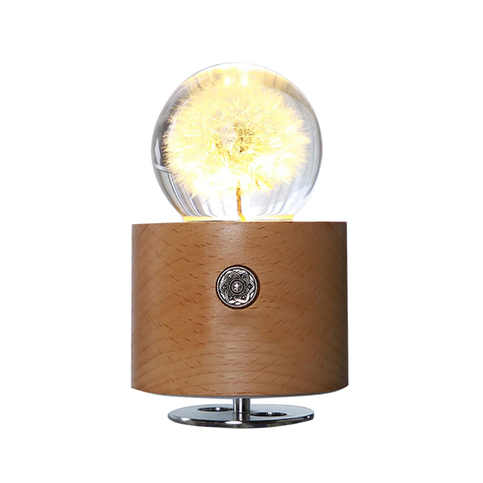 Zxb-Shop Dandelion Crystal Ball Music Box with LED Night Light - Wooden Musical Gift for Birthday, Teacher's Day, Home Decor & Relaxation