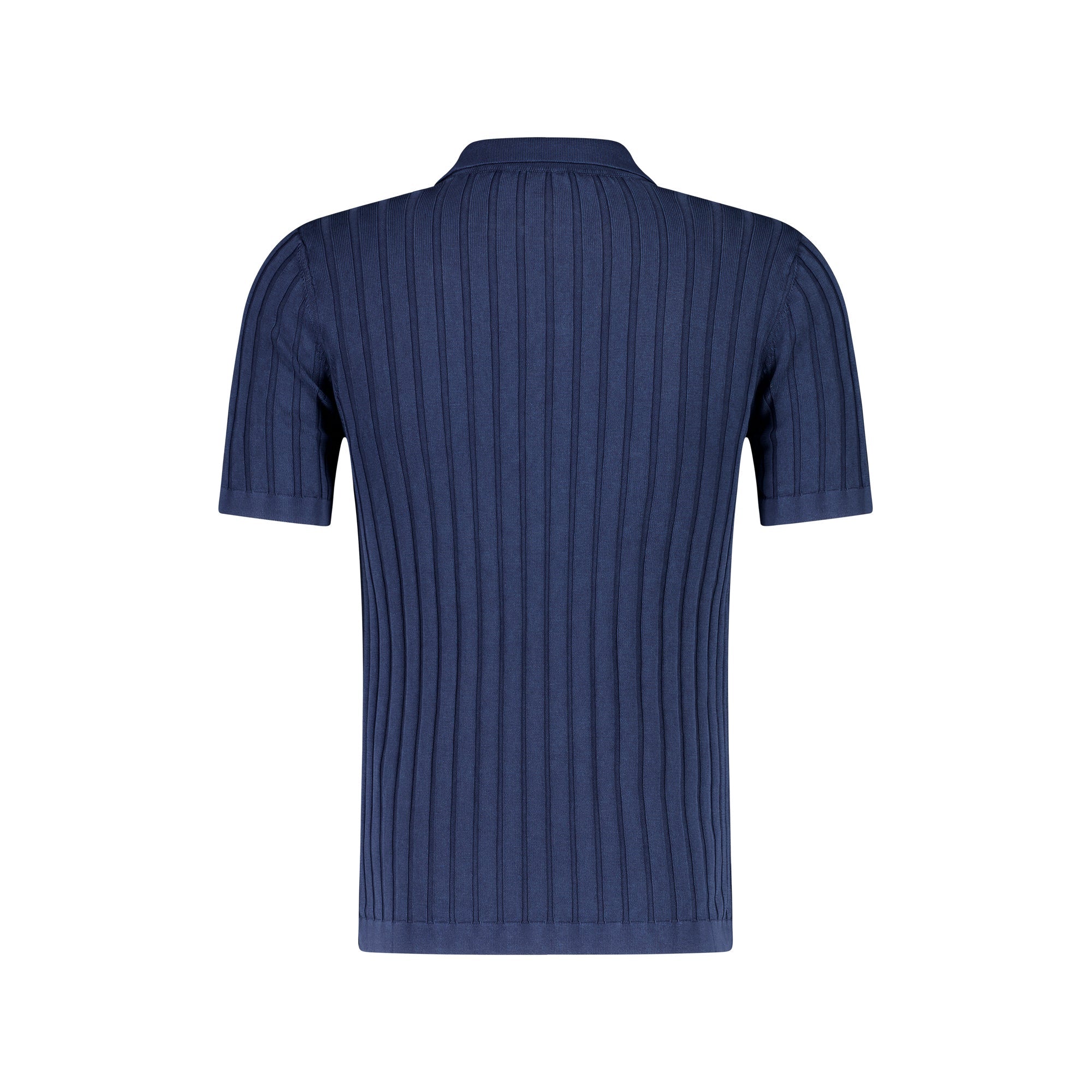 FRADI Men's Short Sleeve Ribbed Polo Shirt - Comfortable Cotton Blend Casual Top for Golf, Work & Everyday Wear - Navy Blue