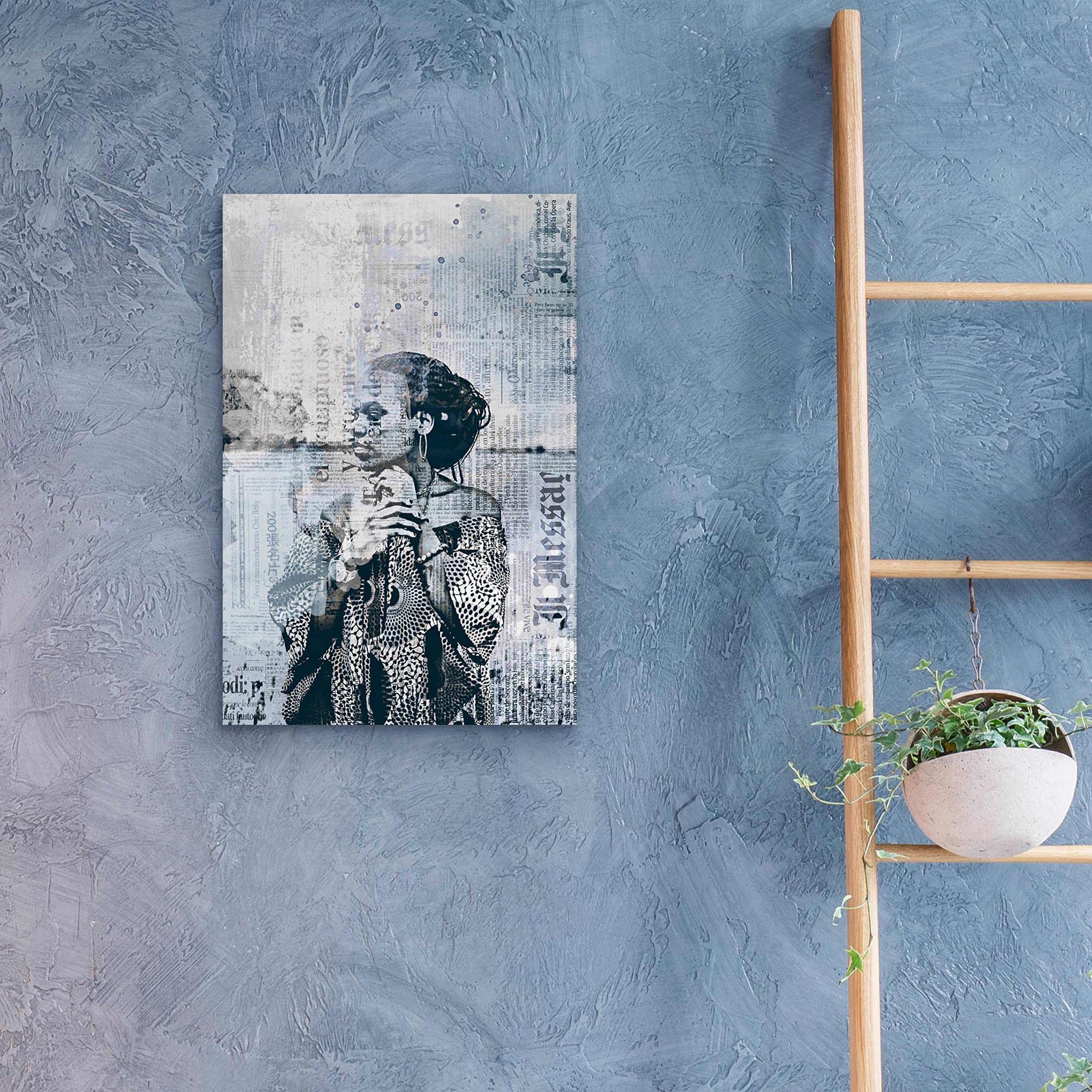 Los Angeles City Girl Blue Grey Acrylic Glass Wall Art by Andrea Haase - 16x24 Inches Modern Home Decor for Living Room, Bedroom & Office