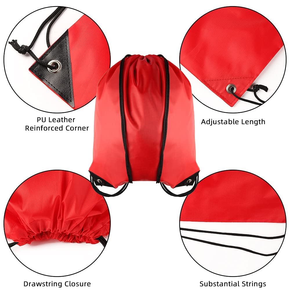 GoodtoU 16-Piece Bulk Drawstring Backpacks - Red String Bags for Party Favors, School, Gym & Travel | Lightweight & Durable Backpack for Adults & Teens