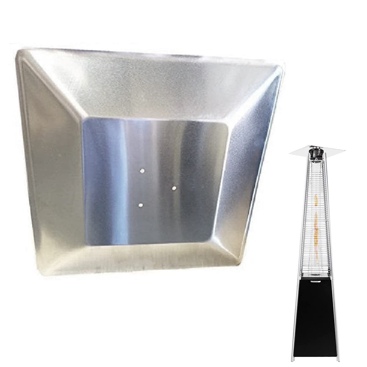4-Sided Pyramid Patio Heater Shield - Durable Heat Reflector Replacement for Outdoor Gas Heaters (3 Hole Mount) - Perfect for Backyard, Deck & Patio Heating in Winter