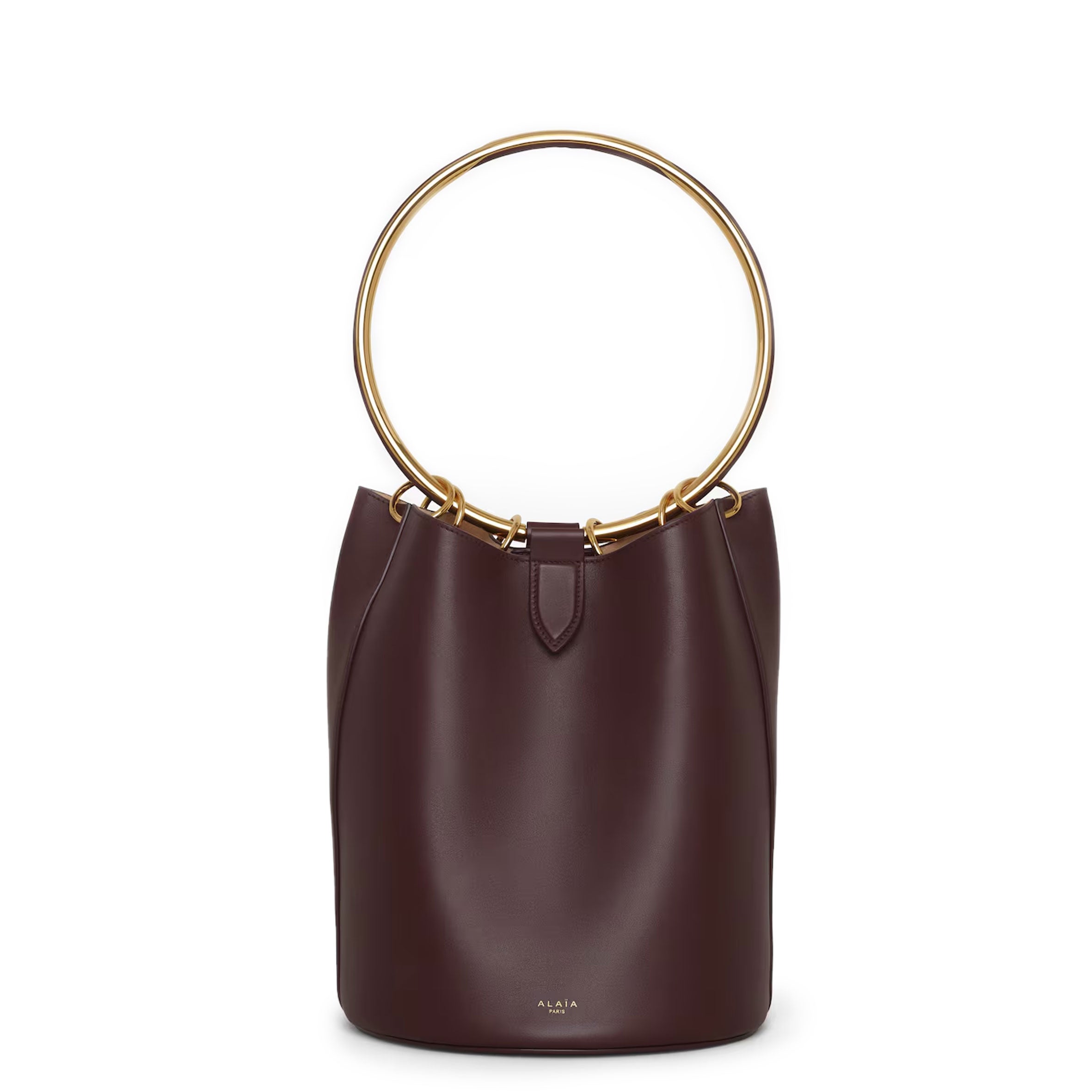 Stylish Large Calfskin Ring Bucket Bag in Chocolate Brown - Perfect for Work, Travel & Everyday Use