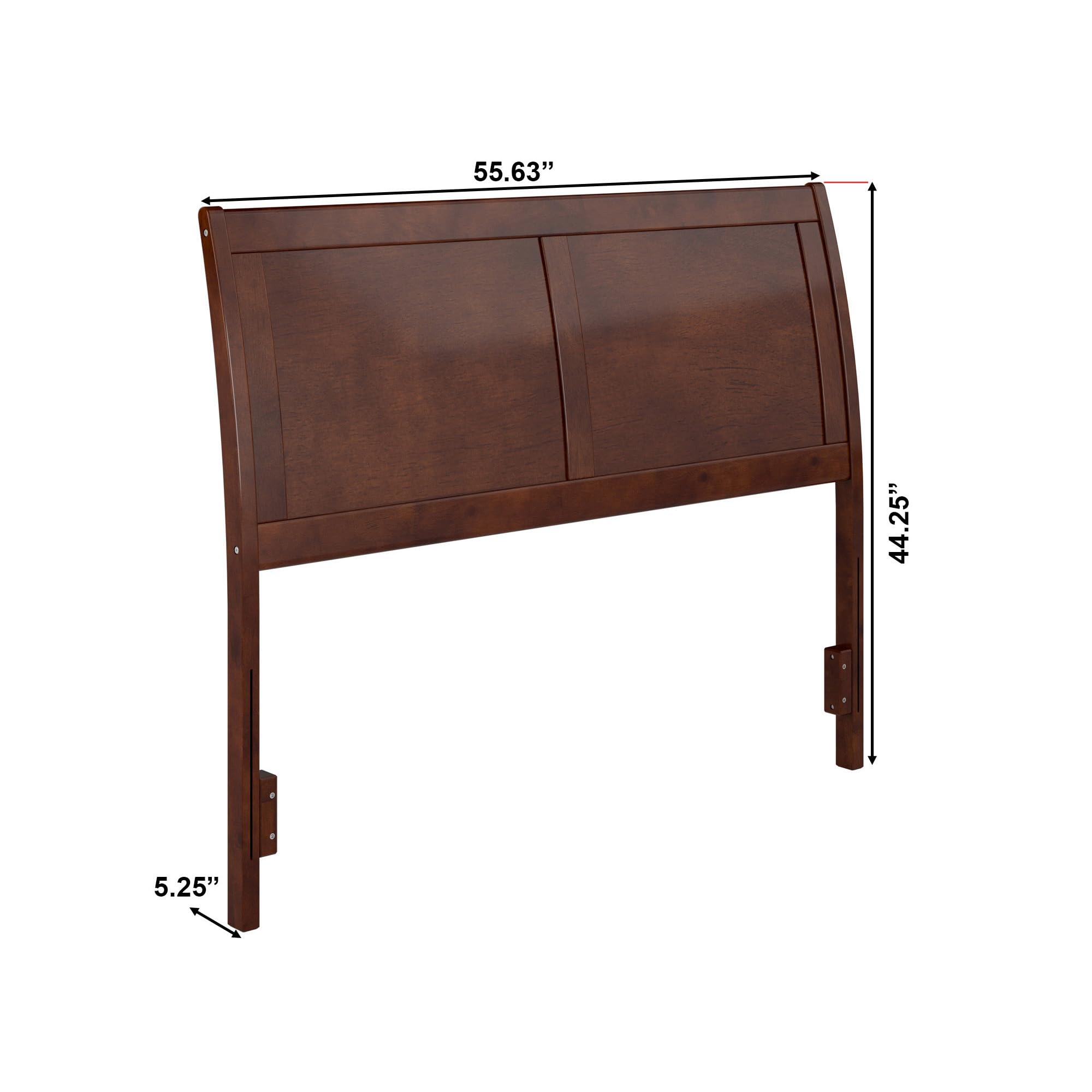 AFI Portland Full Size Headboard with Built-in USB Charger - Walnut Finish - Perfect for Modern Bedrooms & Guest Rooms