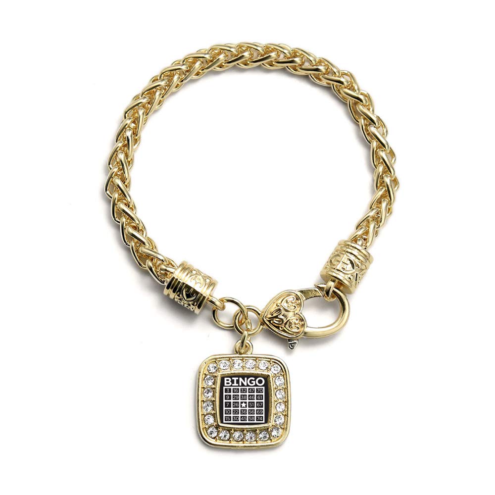 Elegant Gold Square Charm Bracelet with Cubic Zirconia - Sterling Silver Jewelry for Women - Perfect for Parties, Weddings & Everyday Wear