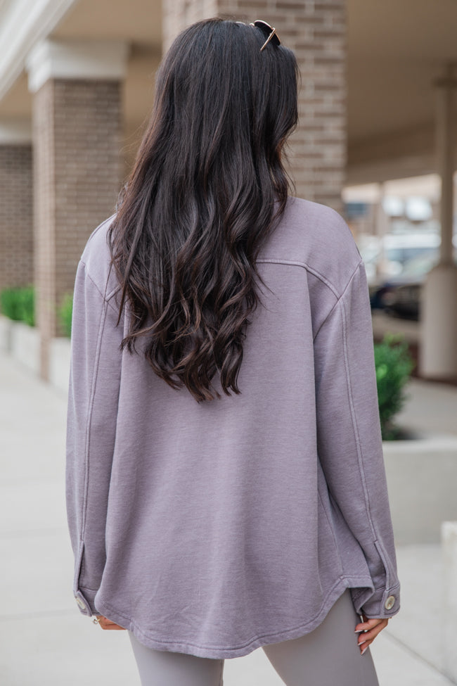 Learn As You Go Taupe Acid Wash Knit Shacket - Cozy Overshirt for Women | Perfect for Fall Layering, Casual Outfits & Outdoor Adventures