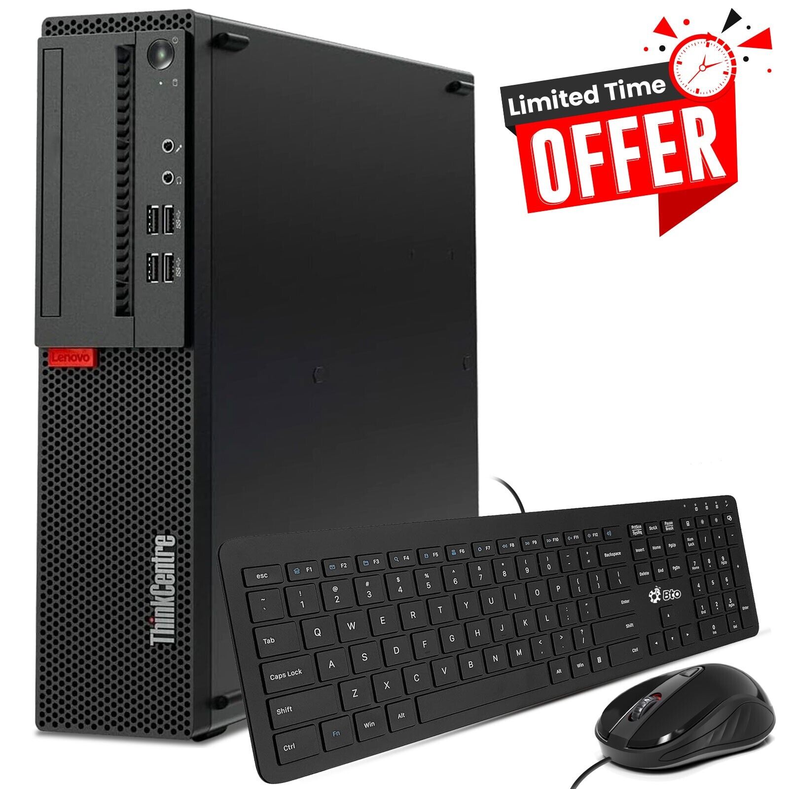 Lenovo ThinkCentre M720S SFF Desktop PC - Intel Core i5-8500 8th Gen 3.0GHz, 32GB RAM, 512GB SSD, Windows 11 Pro | Thunderbolt USB-C, WiFi, DisplayPort, VGA | Includes Keyboard & Mouse | Certified Refurbished with 1-Year Warranty | Perfect for Home Office, Business Workstations & Remote Work