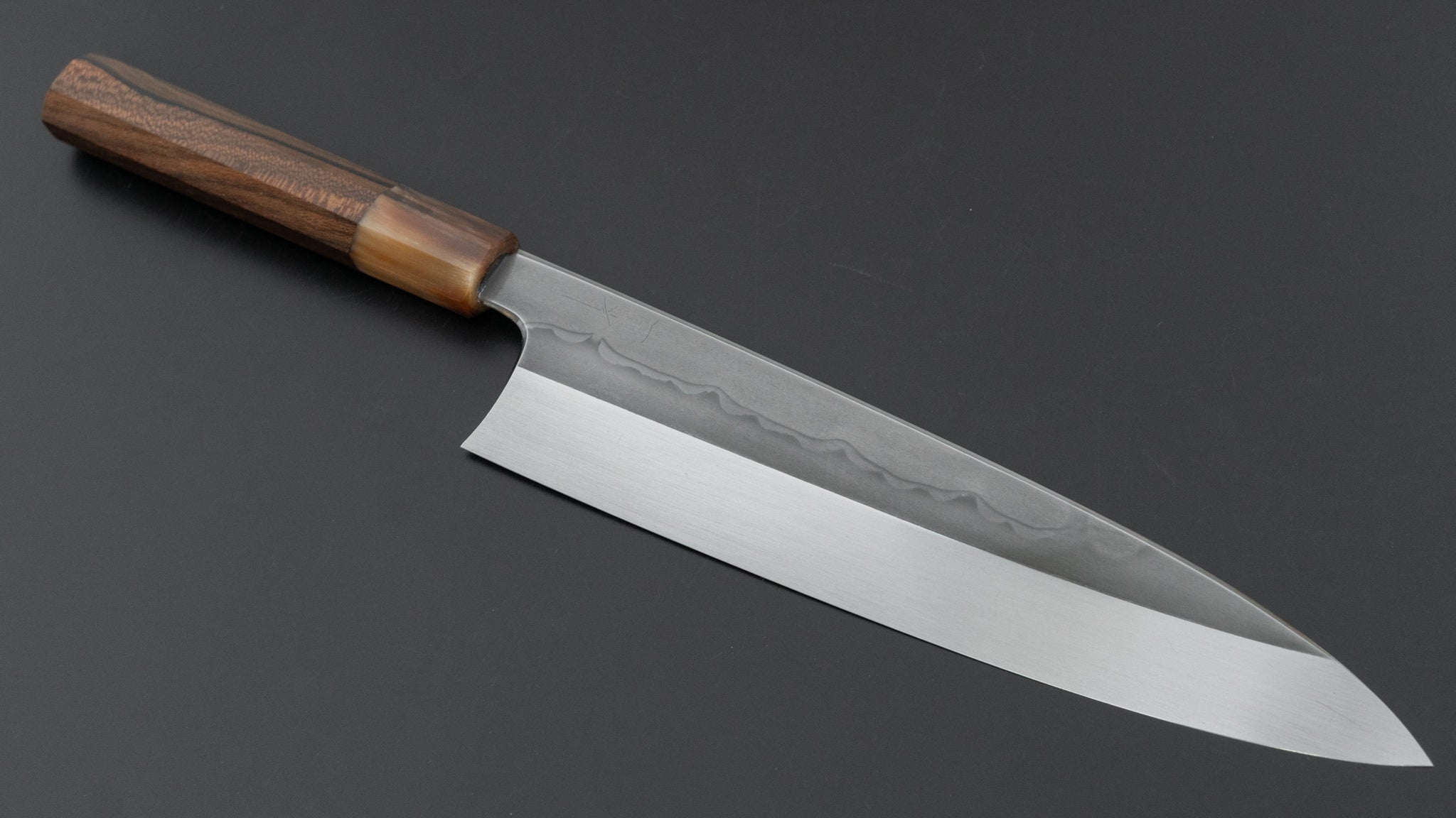 Hitohira Togashi White #1 Sanbonsugi Mizu Honyaki Gyuto 240mm Japanese Chef Knife with Ziricote Handle & Saya (#123) - Premium Kitchen Knife for Sushi, Meat Cutting & Professional Cooking