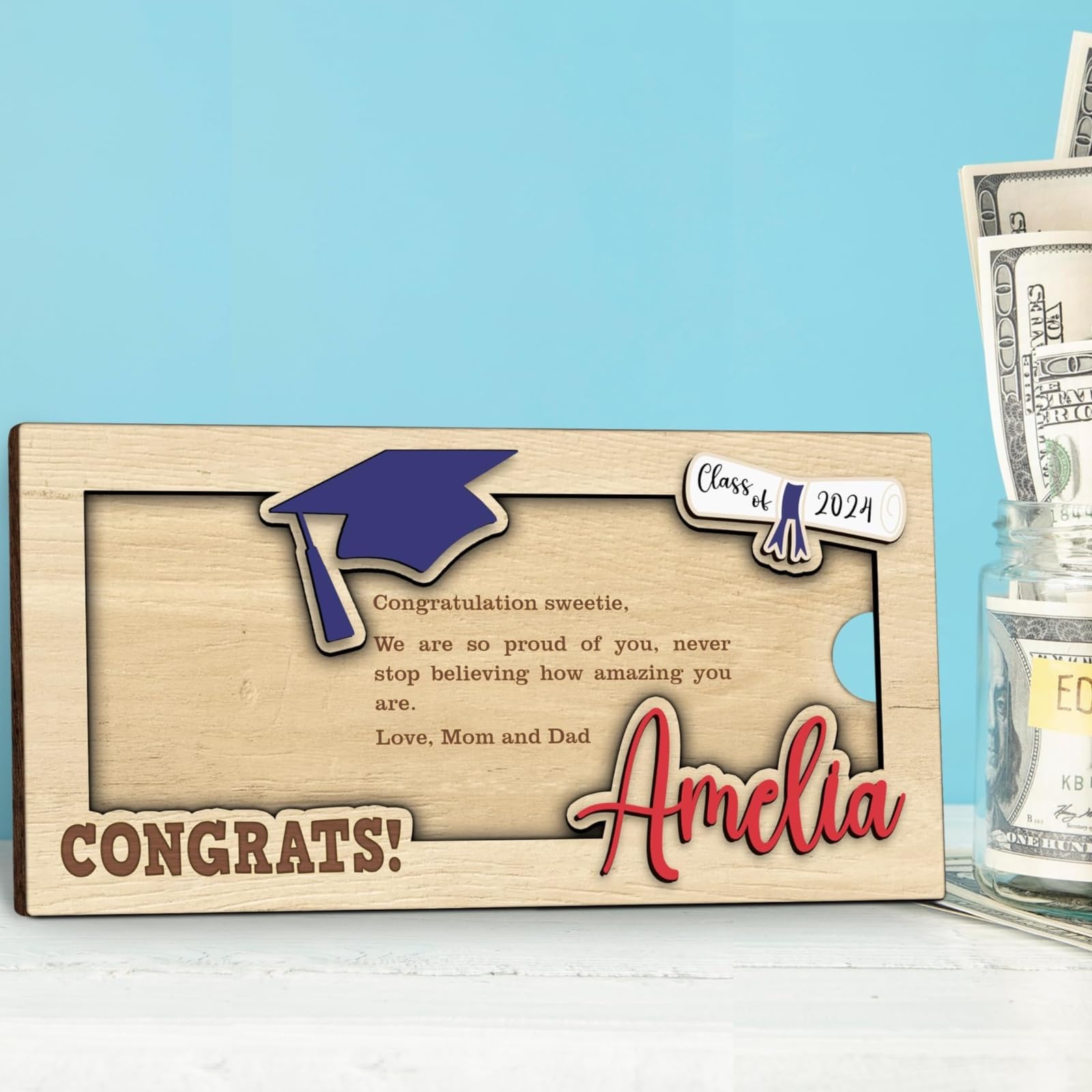 Personalized Graduation Money Holder - Custom Cash Gift Envelope for Graduation, Easter & Special Occasions - Unique 2024 Graduation Gift Idea (MH-B) - Perfect for Graduation Parties, Easter Celebrations & Thoughtful Gifts