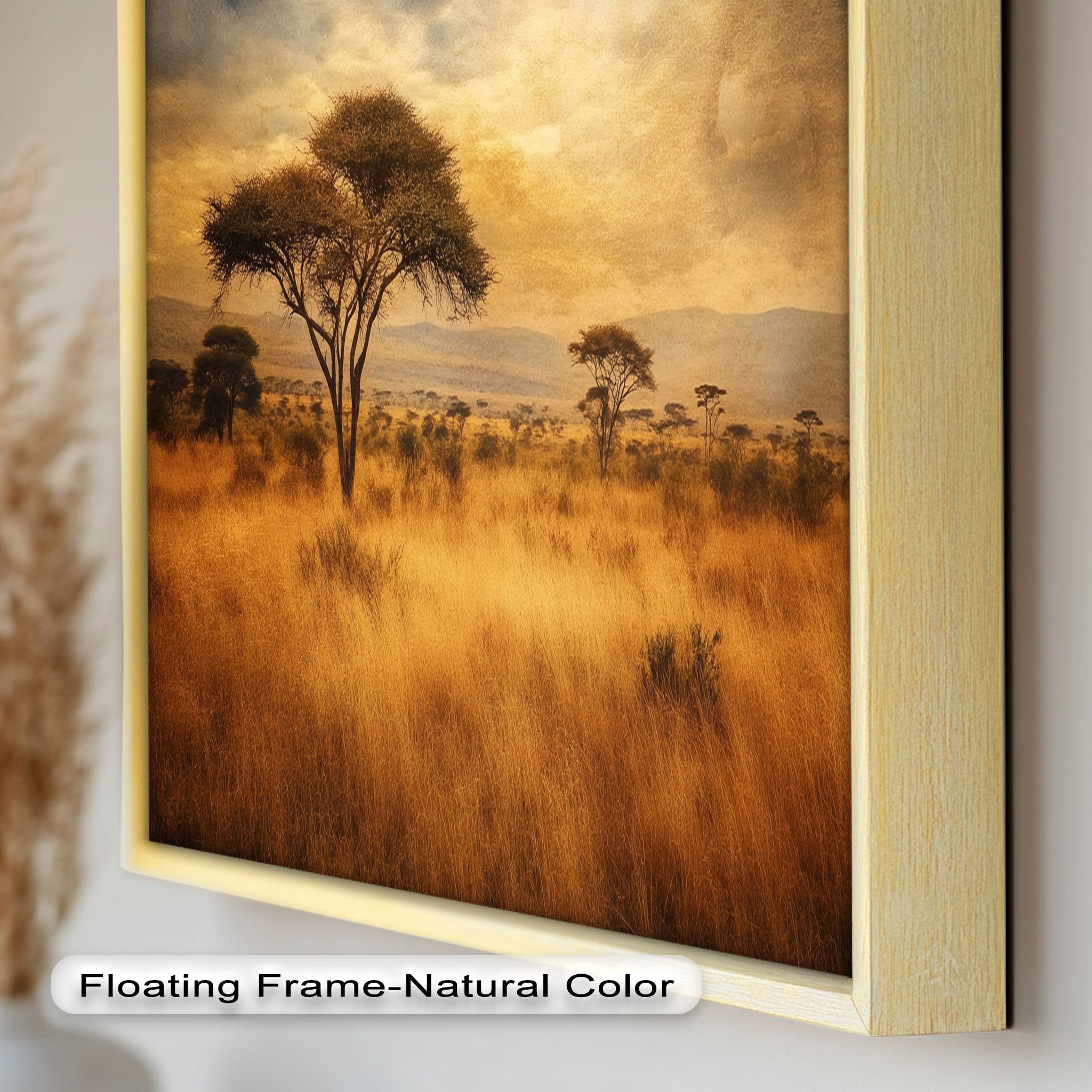 African Savanna Tree Landscape Oil Painting Wall Art - Handmade Canvas Artwork for Living Room, Bedroom & Office Decor