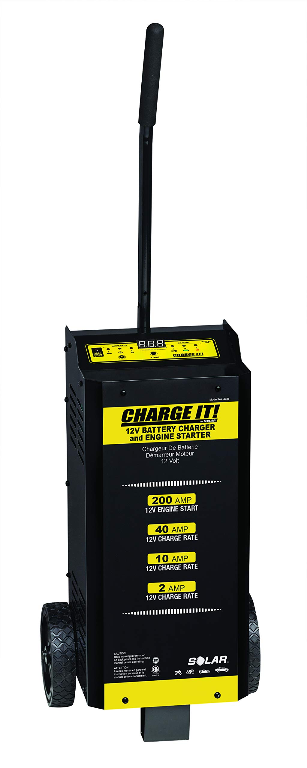 4735 Wheeled Battery Charger - 40/20/5/200 Amp 12V Car Battery Charger & Maintainer for Cars, Trucks, RVs, Boats - Portable Automotive Battery Charging Station for Home Garage & Roadside Emergencies