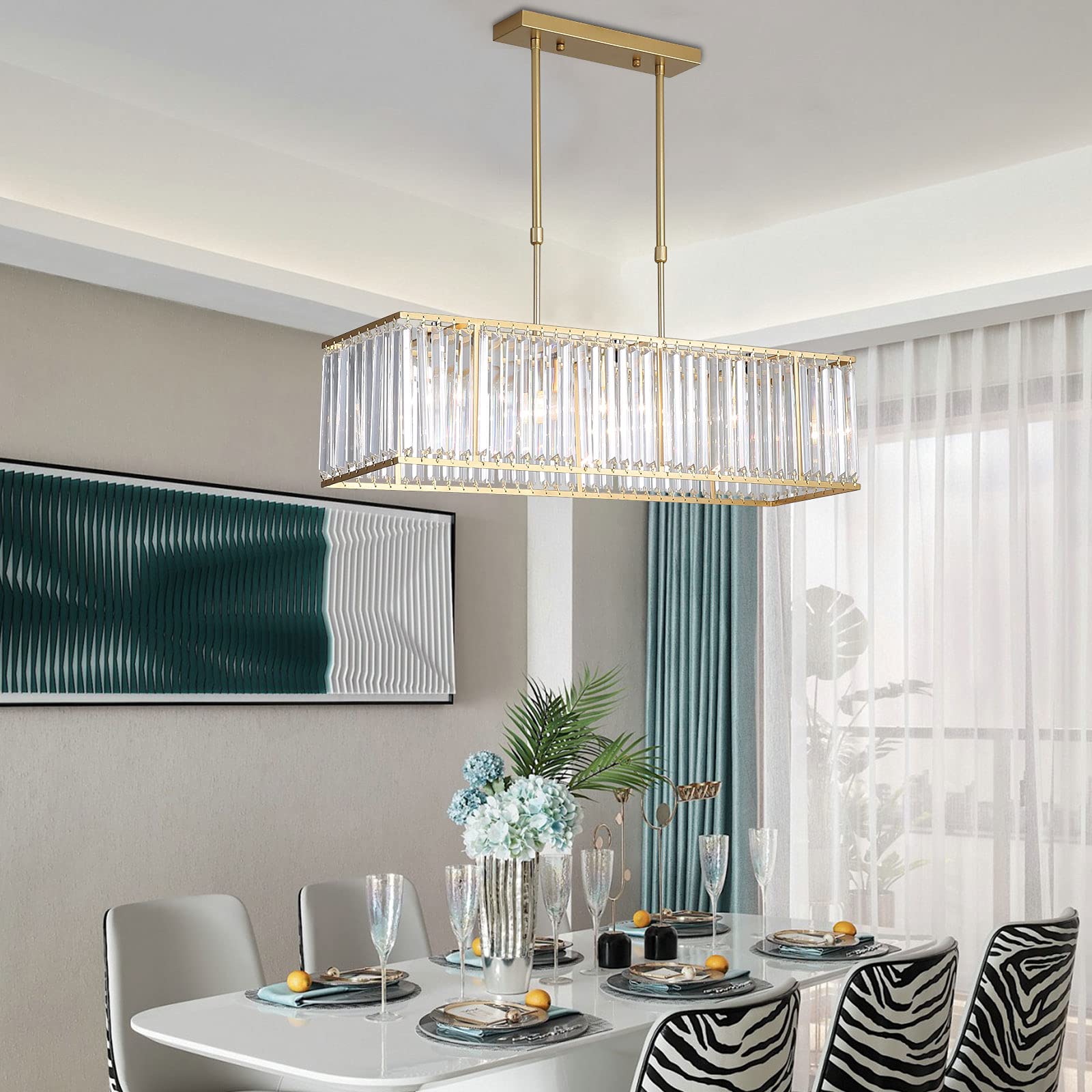 Modern K9 Crystal Chandelier Pendant Light Fixture - 33.5