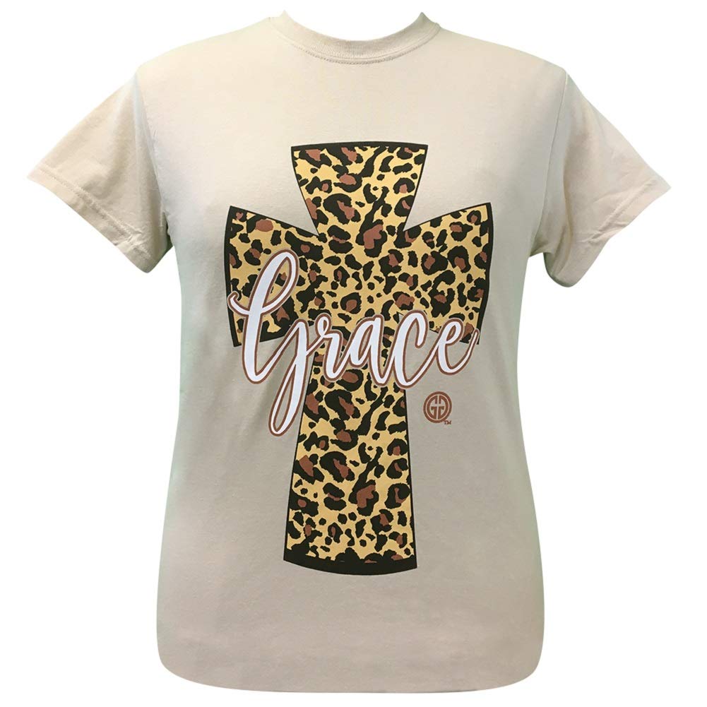 Girlie Girl Originals Leopard Print Grace Sand Short Sleeve T-Shirt - Casual Summer Top for Women, Perfect for Beach Outings & Everyday Wear
