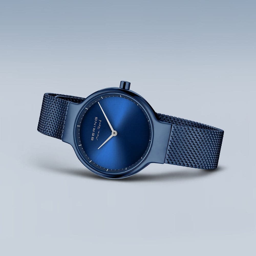 Bering Max Rene Blue Dial Men's Watch with Milanese Strap - Model 15531 397 - Luxury Dress Watch for Business & Formal Occasions