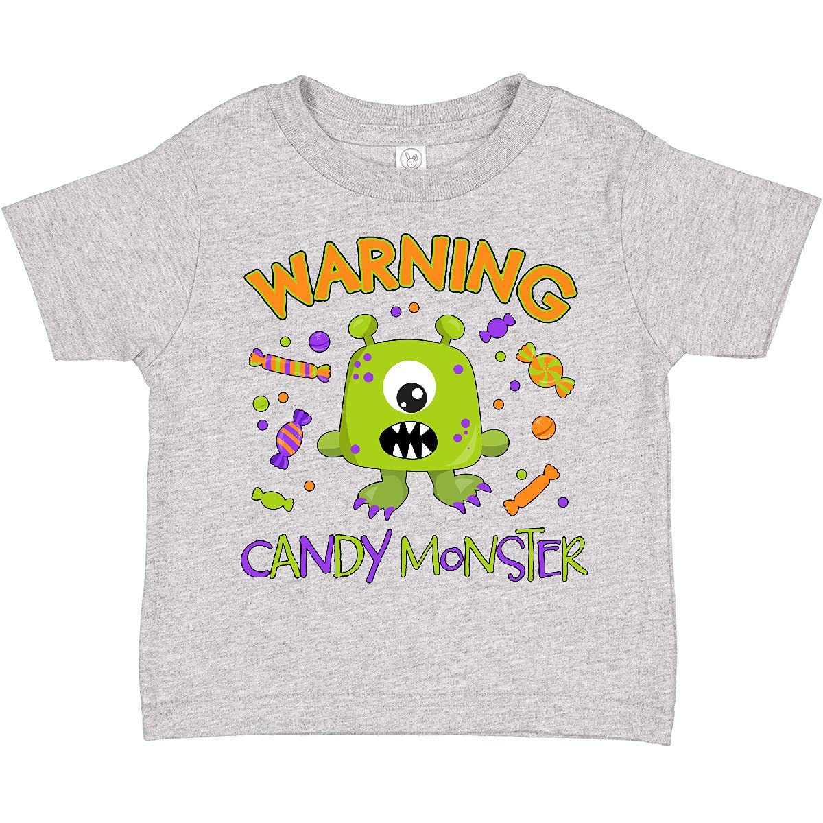 Inktastic Warning Candy Monster with Candy Cute Green Toddler T-Shirt - Fun & Playful Outfit for Kids Birthday Parties, Halloween & Everyday Wear