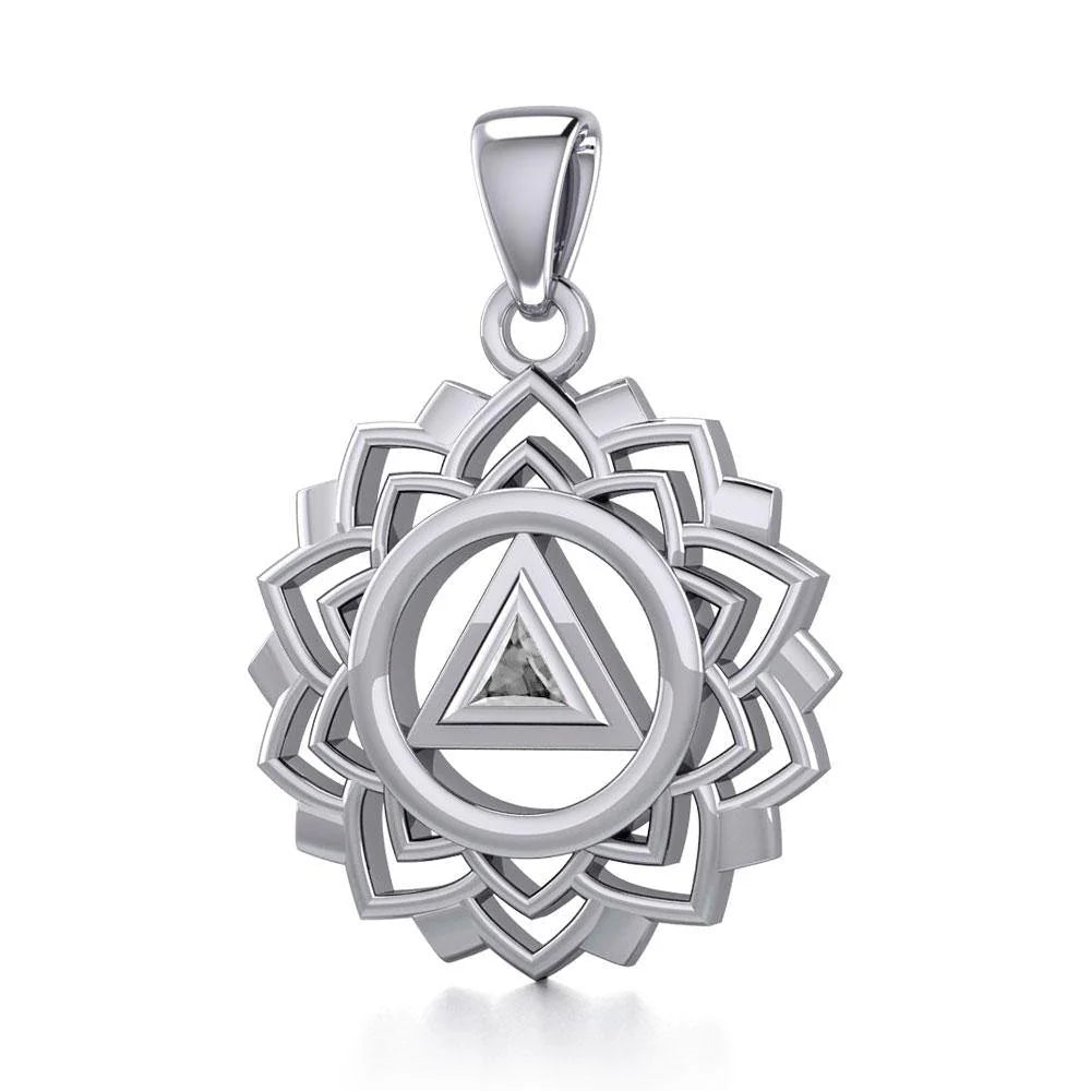 7 Chakra Healing Pendant with Recovery Gemstone Symbols - Sterling Silver Necklace for Meditation & Energy Balance | TPD5307