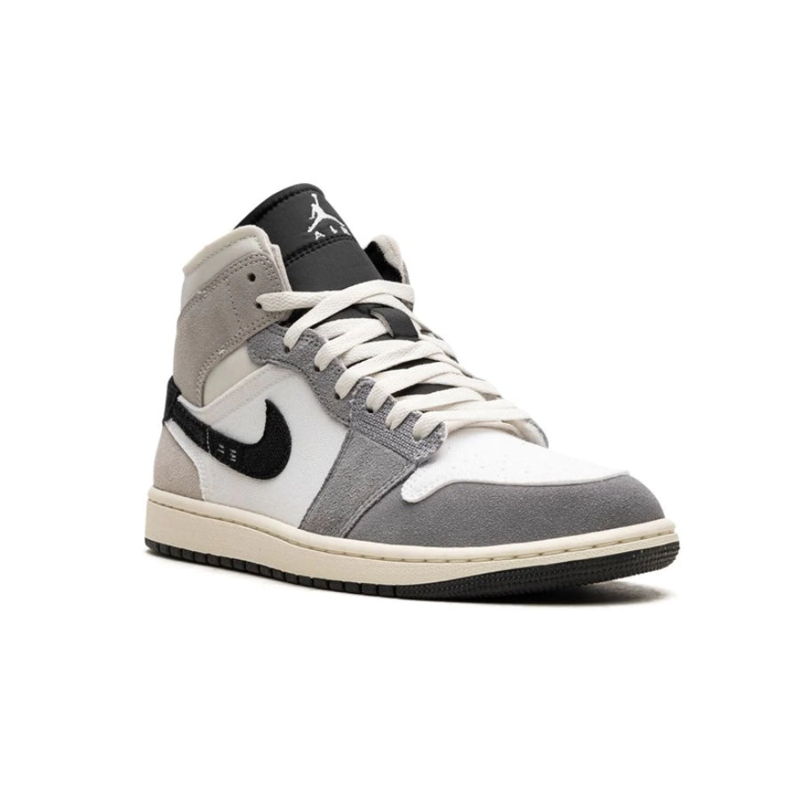 Air Jordan 1 Mid SE Craft Sneakers - White Cement Grey & Black Colorway | Basketball Shoes for Men & Women | Perfect for Streetwear & Casual Wear