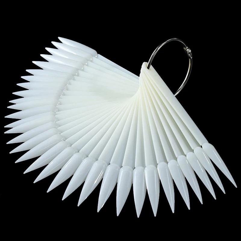 40-Pack Stiletto Nail Tips for Acrylic Nails - Display Key Ring Holder - Perfect for Nail Salons, DIY Manicures & Professional Nail Artists