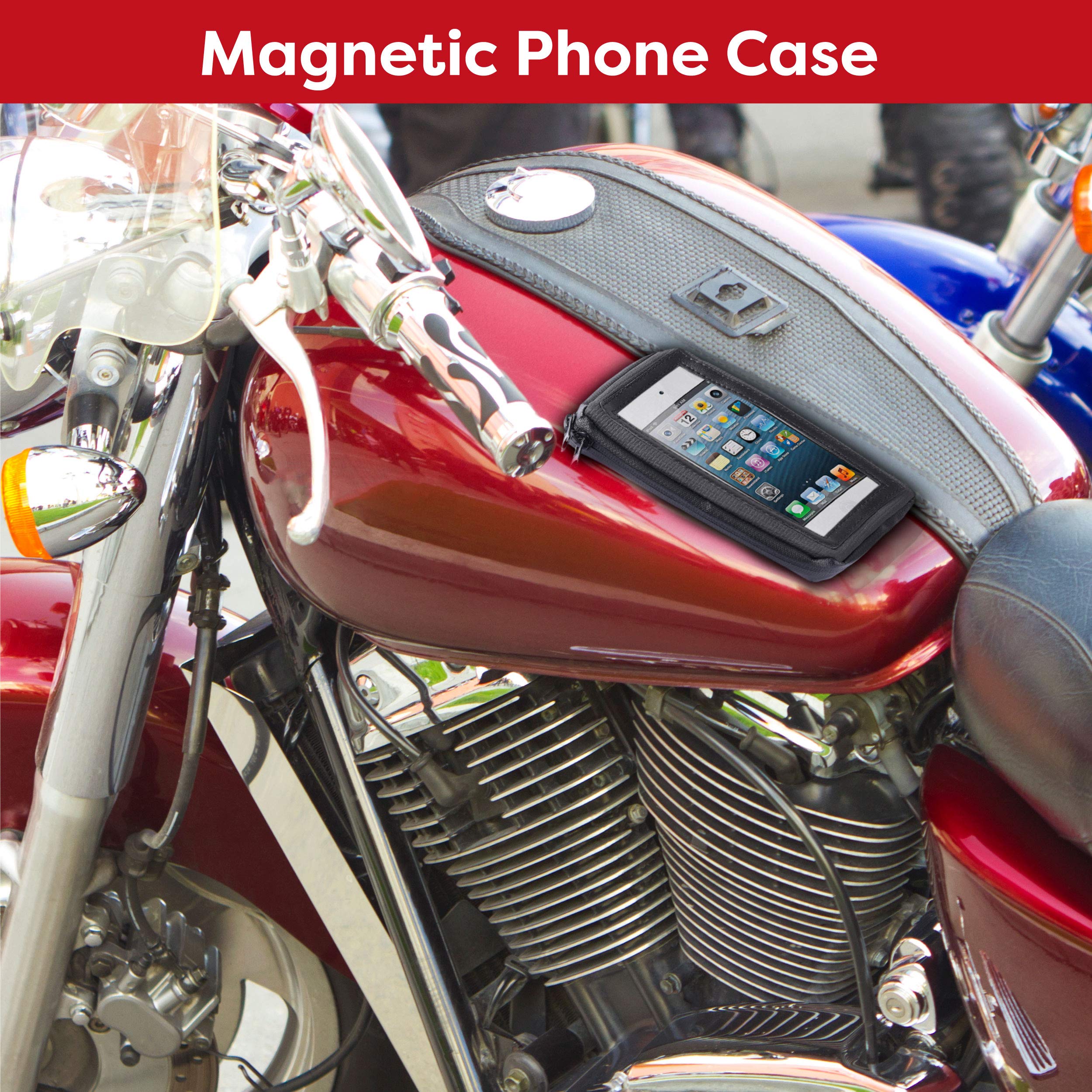 Waterproof Motorcycle Phone Case Holder - Magnetic Phone Pouch with Large Zipper Pocket | Touchscreen Accessible | Ideal for Riding, Commuting & Outdoor Adventures