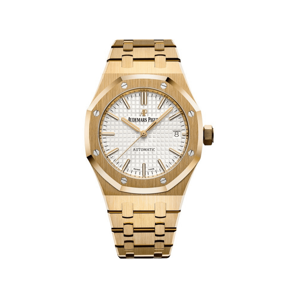 Audemars Piguet Royal Oak 15450BA.OO.1256BA.01 18K Yellow Gold Men's Watch with White Dial - Luxury Automatic Selfwinding Timepiece for Business & Formal Occasions