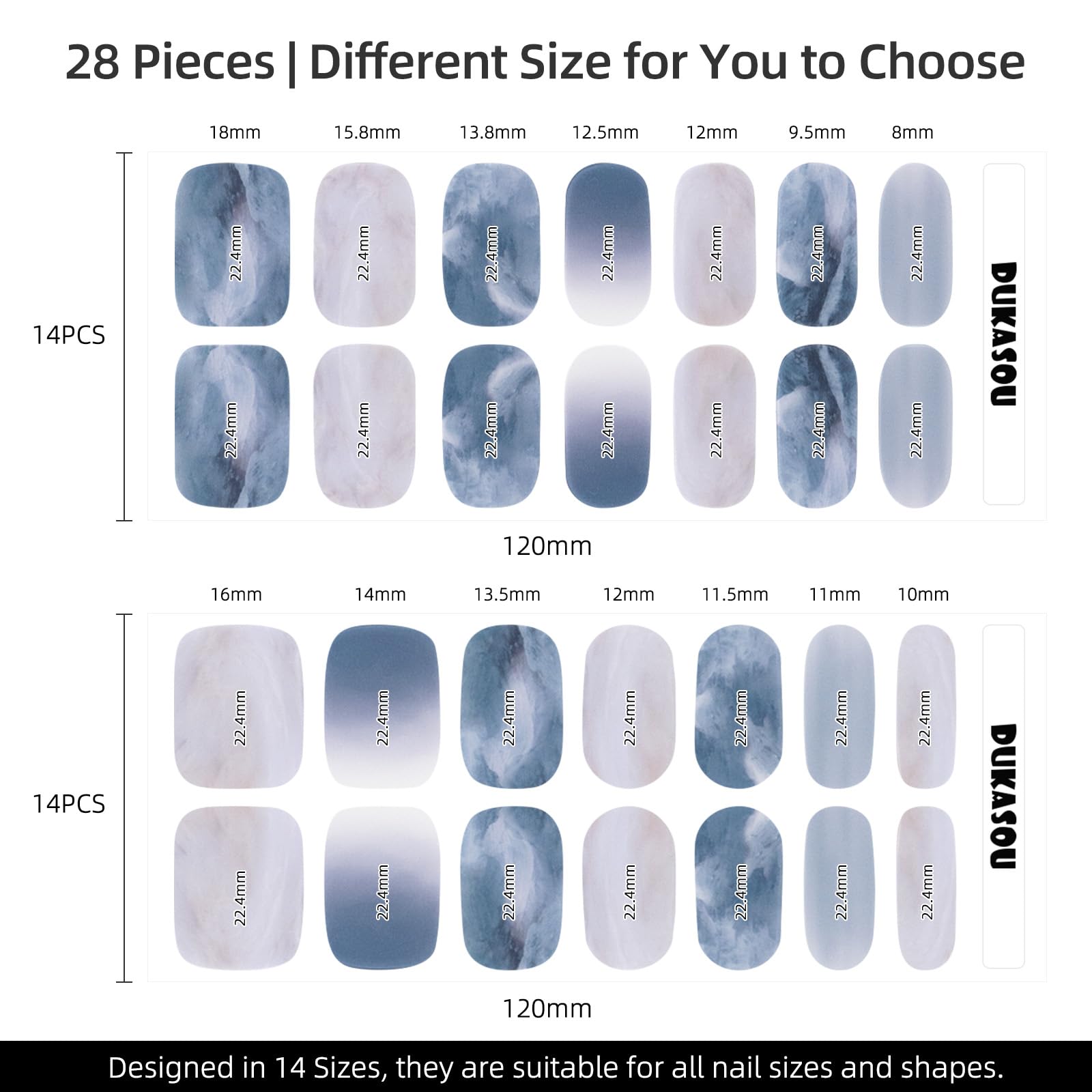 Semi Cured Gel Nail Strips - 28 PCS DIY UV Gel Nail Wraps for Home Manicure, Works with Any UV/LED Light, Long Lasting Nail Stickers (Dreamy Waves Design) - Perfect for Salon-Quality Nails at Home, Parties & Special Occasions