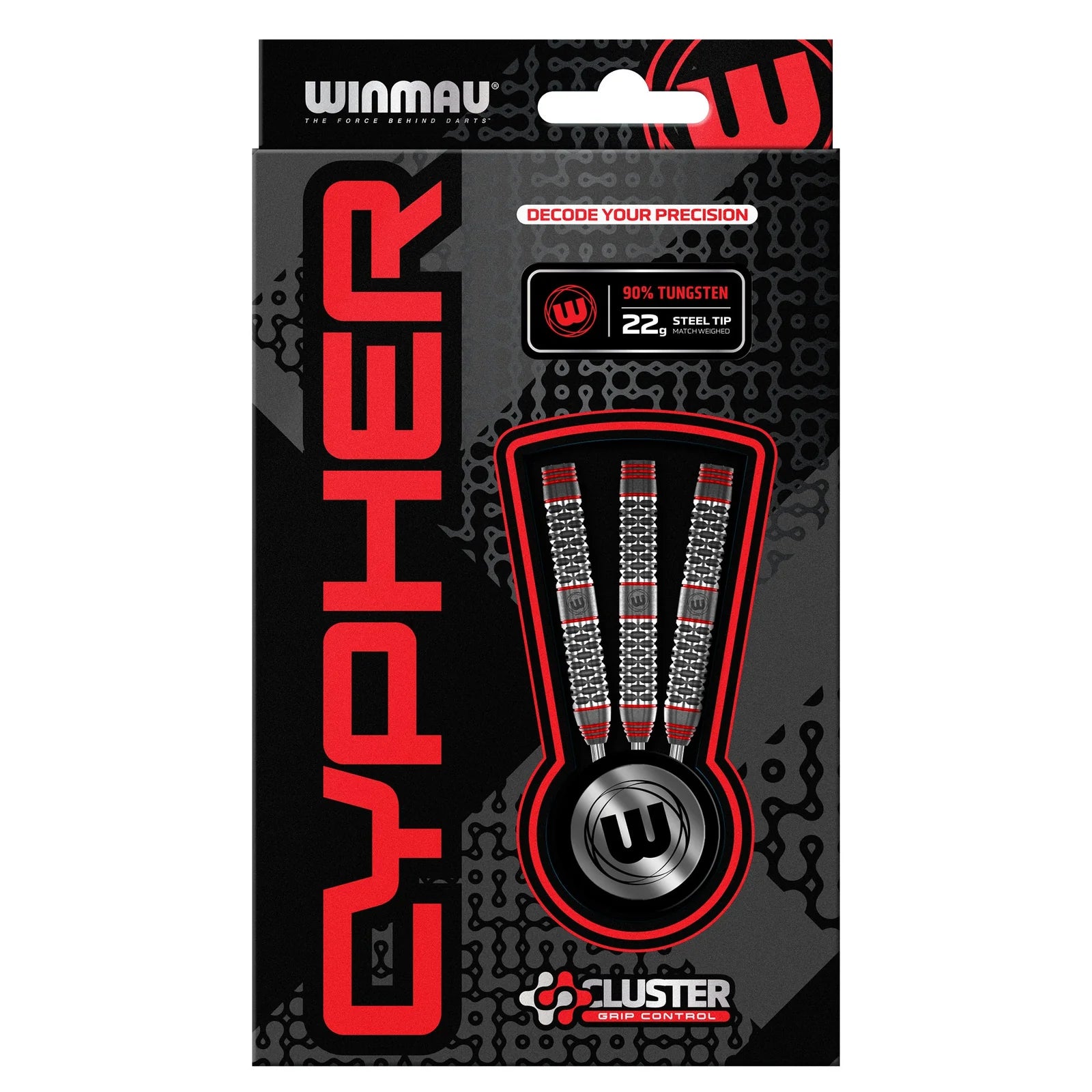 WINMAU Cypher Darts - 90% Tungsten Steel Tip Darts 26g for Professional Players - Perfect for Dartboard Games, Bars, and Home Entertainment