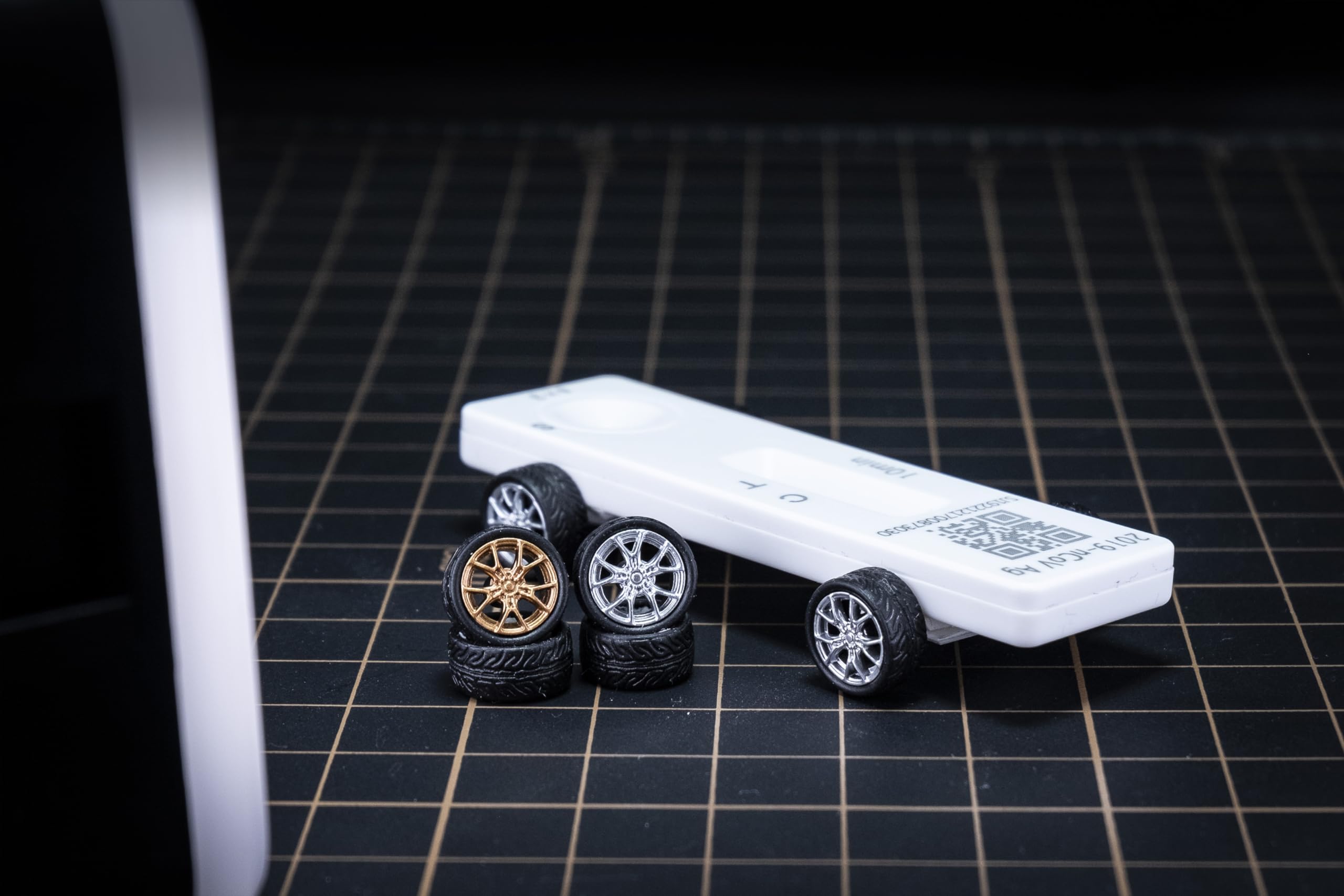 1/64 Scale Wheels for Hot Wheels - ABS Injection Rubber Tires - 5 Sets (Style R) - Perfect for Die-Cast Model Modification & Miniature Scene Production - Ideal for Collectors, Custom Builds, and Diorama Displays