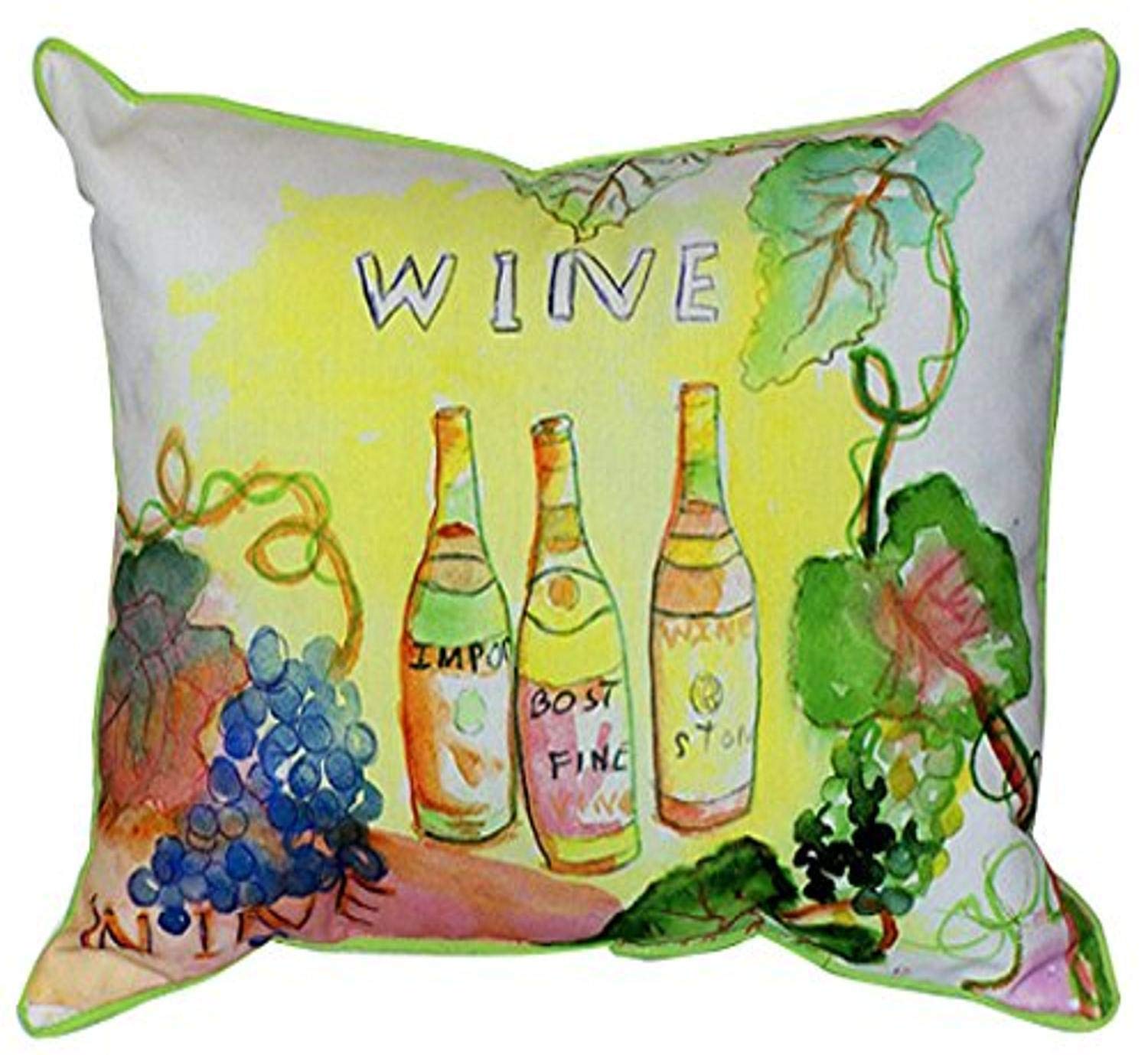Betsy Drake Wine Bottles Indoor Outdoor Decorative Pillow 20x24 Inches - Perfect for Living Room, Patio, and Home Decor