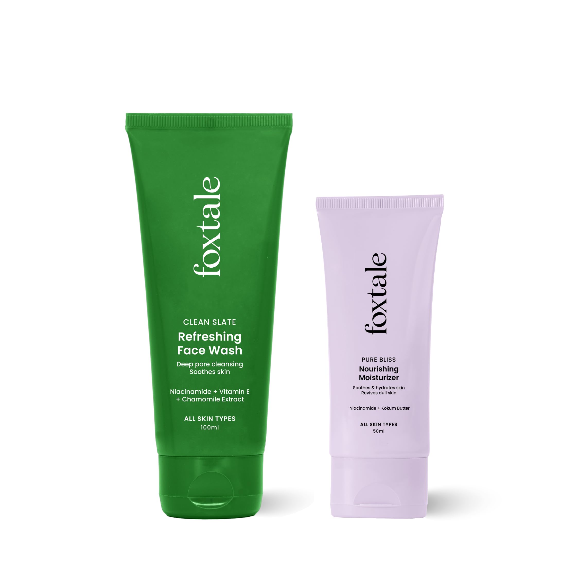 Foxtale Combo - Everyday Glow Duo with Refreshing Face Wash 100ml & Nourishing Moisturizer 50ml | Skincare Set for Daily Hydration & Radiance | Perfect for Morning & Night Routine