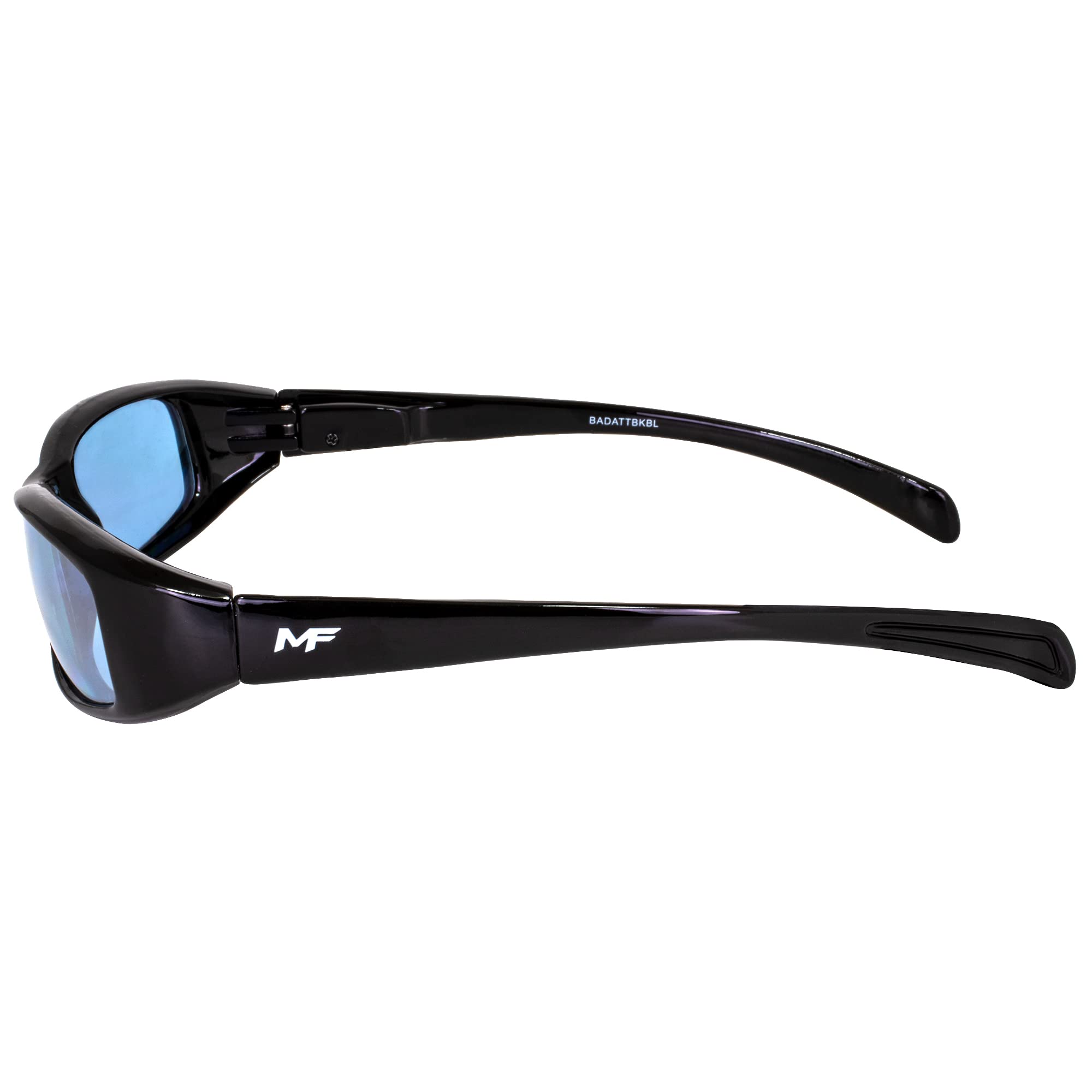 3 Pairs MF Eyewear Bad Attitude Motorcycle Glasses - Shatterproof Polycarbonate, UV400 Protection, Scratch-Resistant, Black Frame with Smoke Blue & Purple Lenses - Perfect for Motorcycle Riding, Cycling, and Outdoor Sports