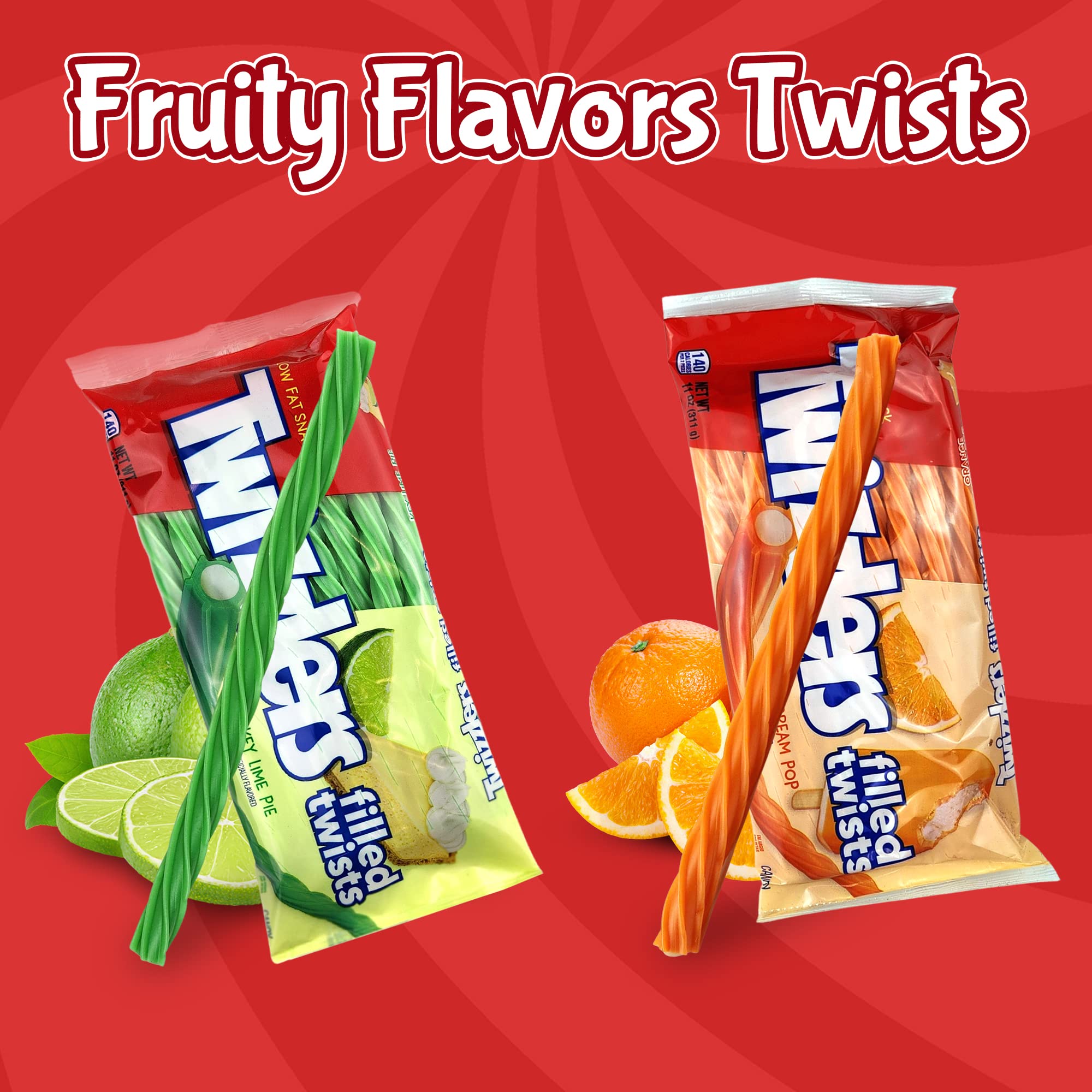 Twizzlers Cream Filled Licorice Candy Twists - 2 Pack (Orange Pop Creamsicle & Key Lime Pie) | Soft & Chewy Sweet Candy for Kids & Adults | Perfect for Parties, Movie Nights & Snack Time