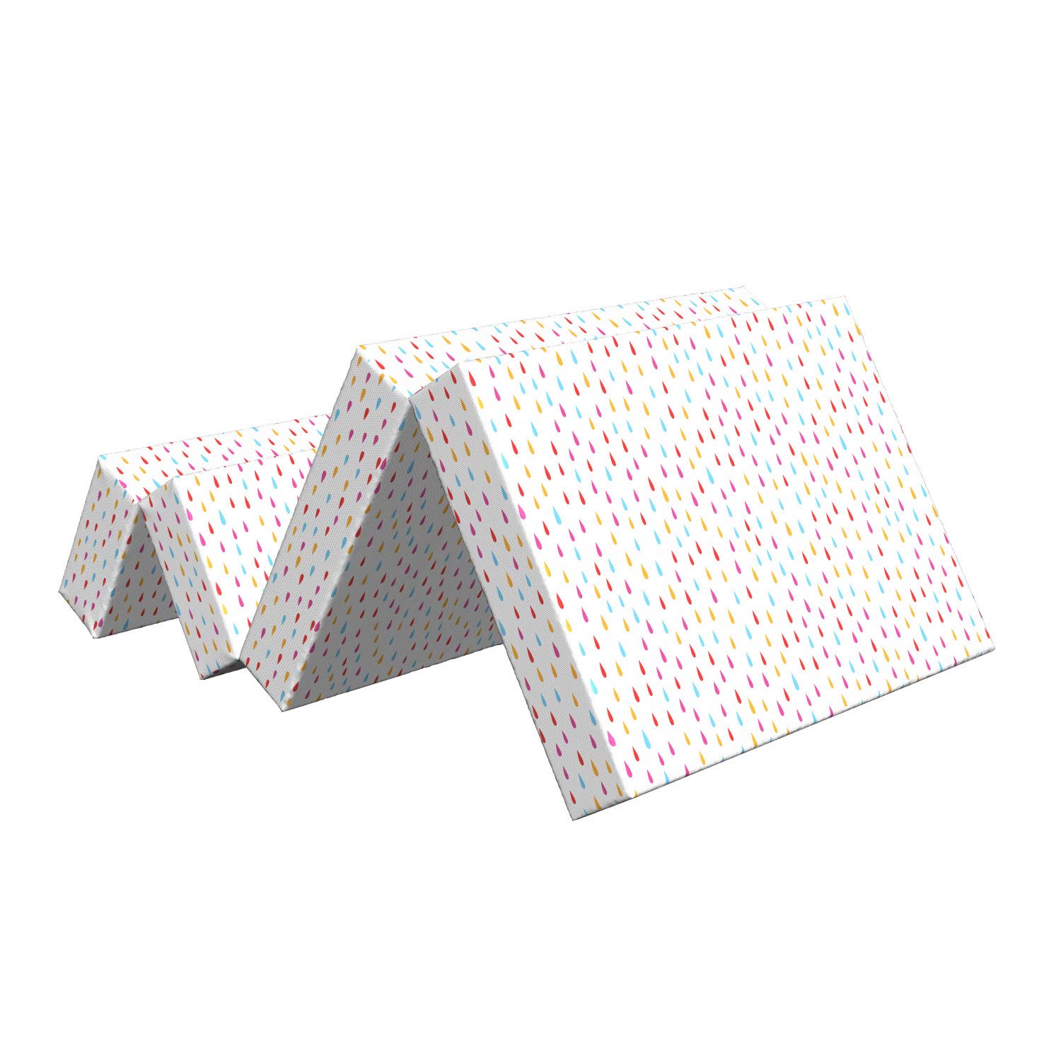Ambesonne Abstract Foldable Mattress - Cheery Raindrops Design, Dark Coral & Pale Orange, 74.8