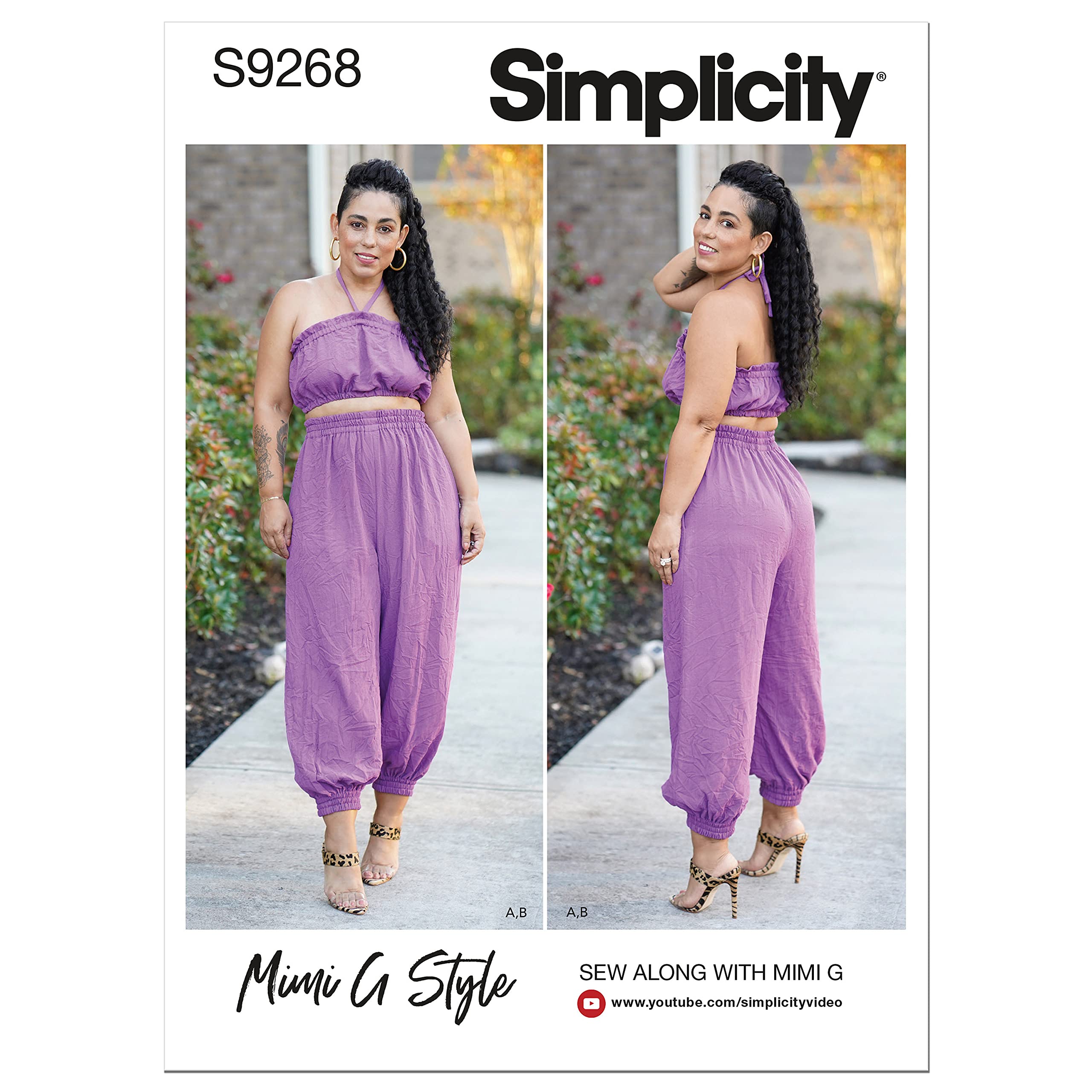 Simplicity Misses' Bra Top and Wide Leg Pants Sewing Pattern (Code 9268) - Sizes 16-24 - White - DIY Fashion for Women, Plus Size Outfit Creation, Home Sewing Projects