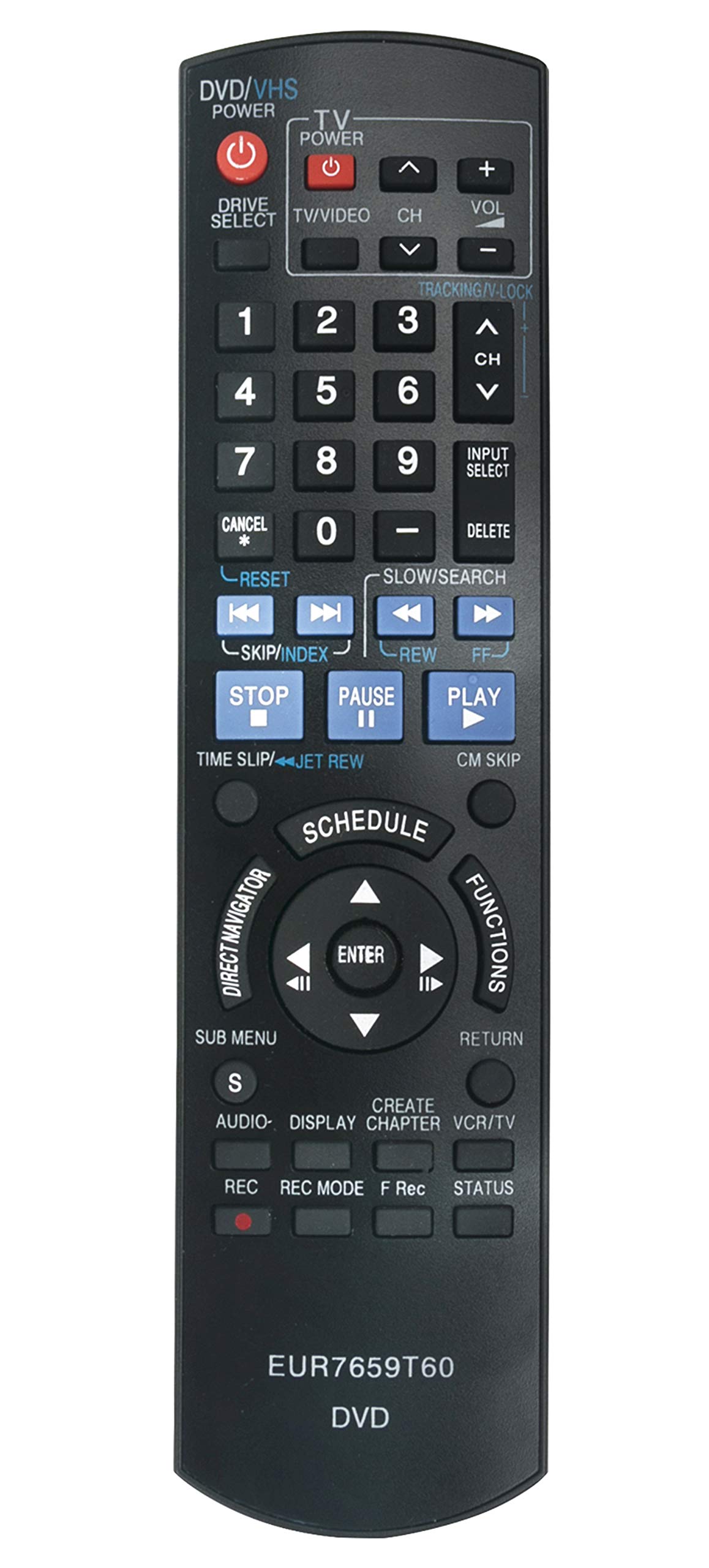 Replacement Remote Control for Panasonic DVD Recorder DMR-EZ37V/EZ485V/EZ48V/EZ47V Series - Compatible with DMR-EZ37VS, EZ37VK, EZ485VK, DMR-EZ48, EZ485, EZ48VK, EZ475 - Perfect for Home Entertainment & Media Playback