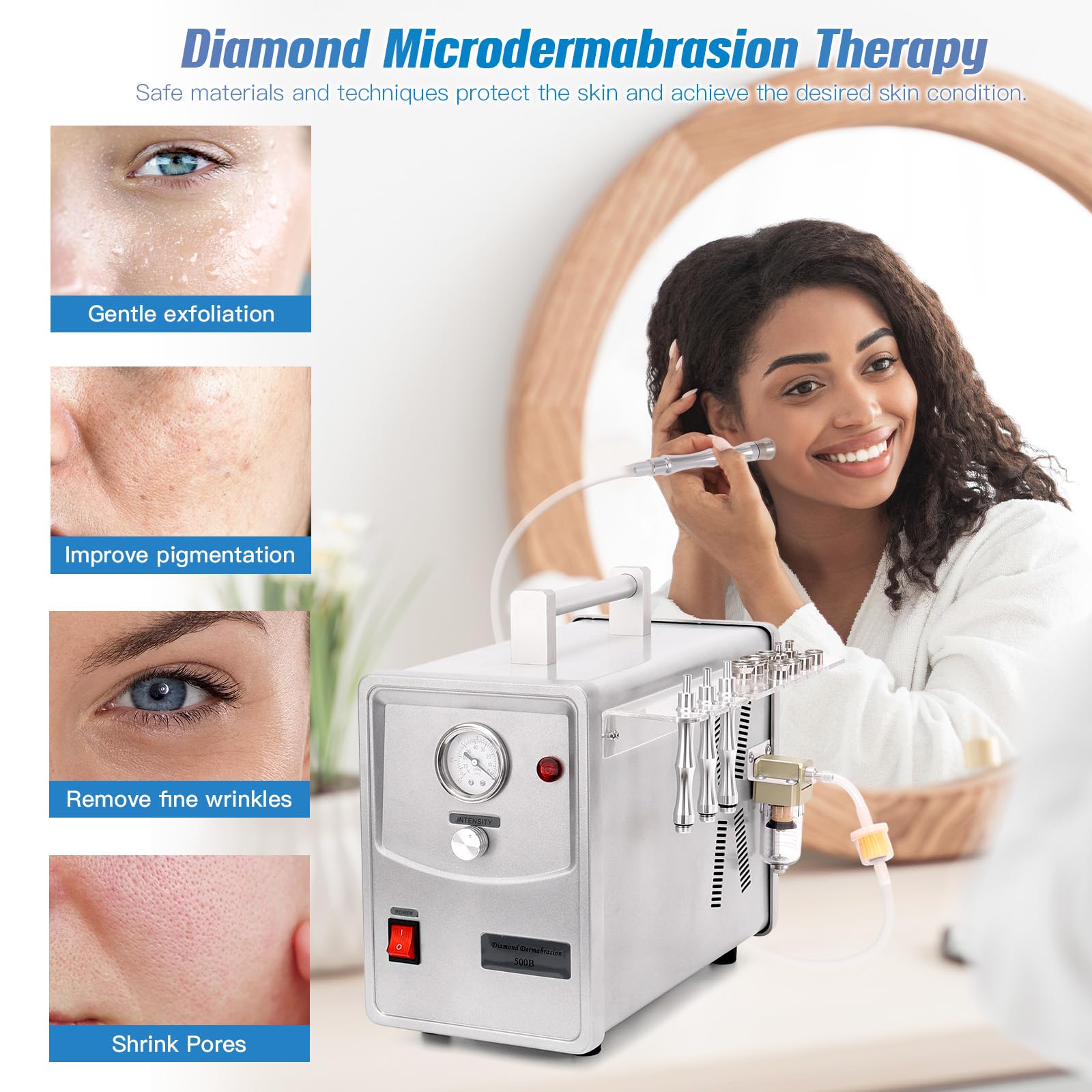Professional Diamond Dermabrasion Machine for Face - Microdermabrasion Skin Care Device with 400 Cotton Filters & Adjustable Suction (0-68cmHg) - Perfect for At-Home Spa, Acne Treatment & Anti-Aging Skincare Routine