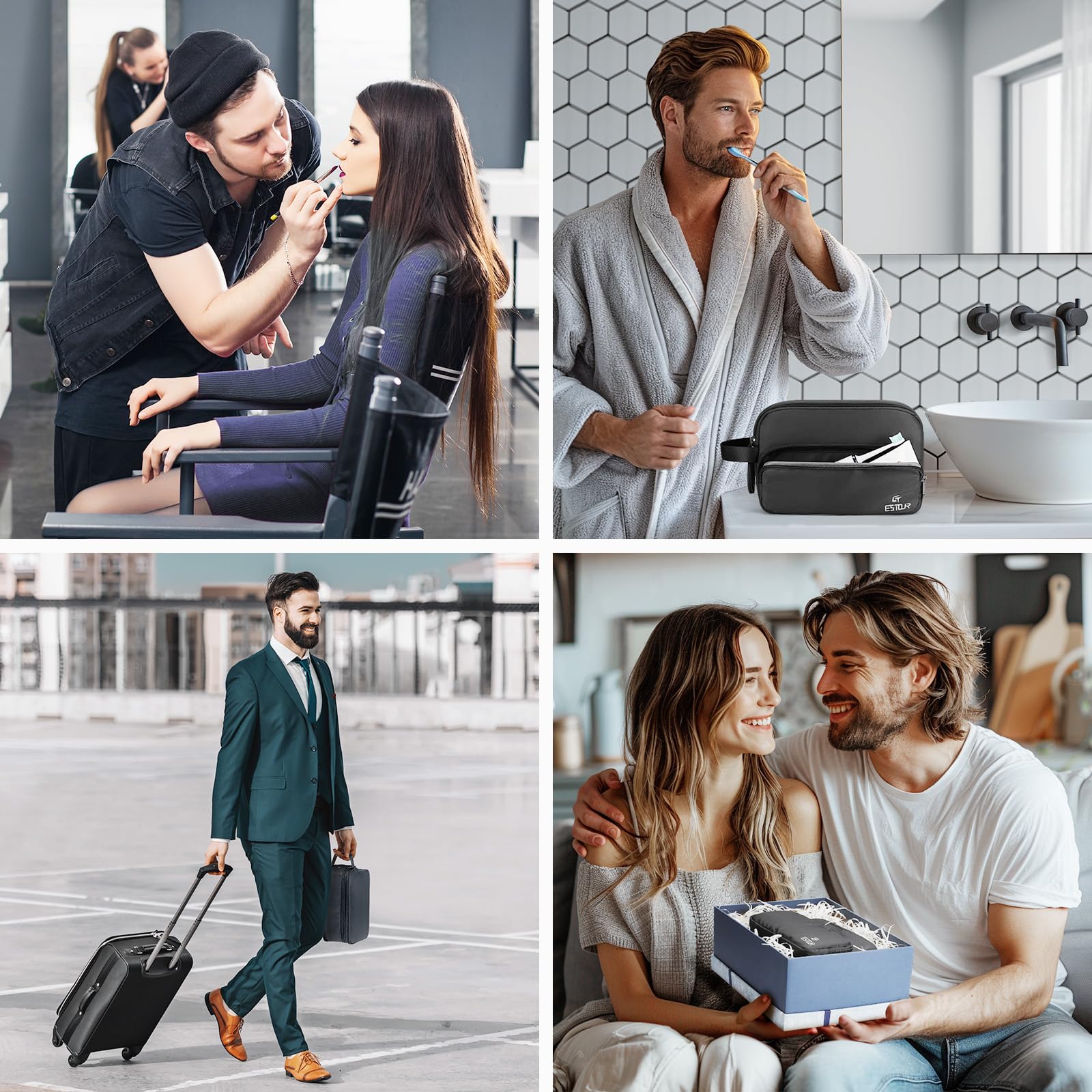 Men's Water-resistant Travel Toiletry Bag - Dopp Kit Shaving & Bathroom Organizer (Classic Black Polyester) - Perfect for Business Trips, Gym & Weekend Getaways