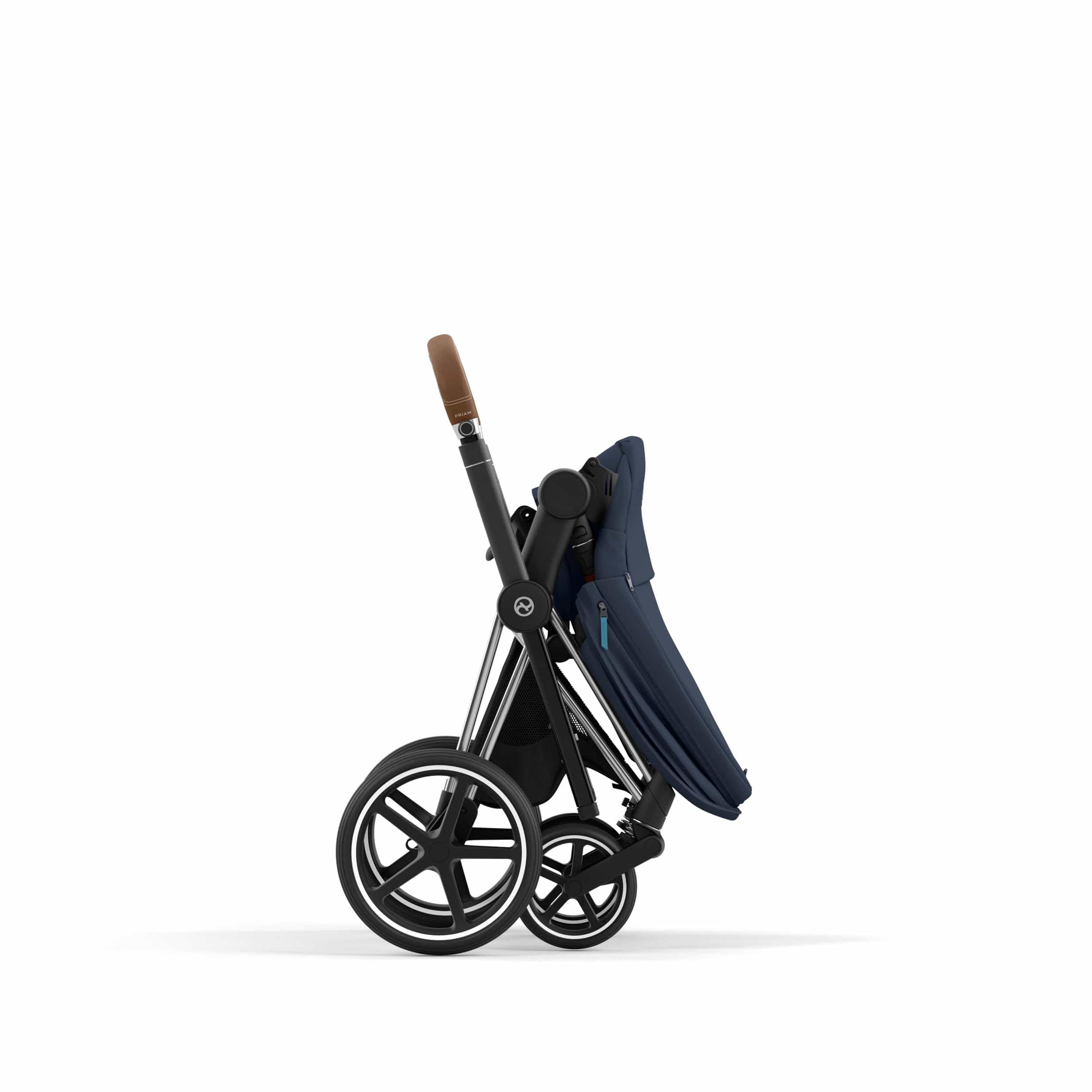 Cybex Priam 4 Complete Stroller - Chrome/Brown Luxury Baby Stroller with All-Wheel Suspension | Perfect for City Walks, Travel & Everyday Use