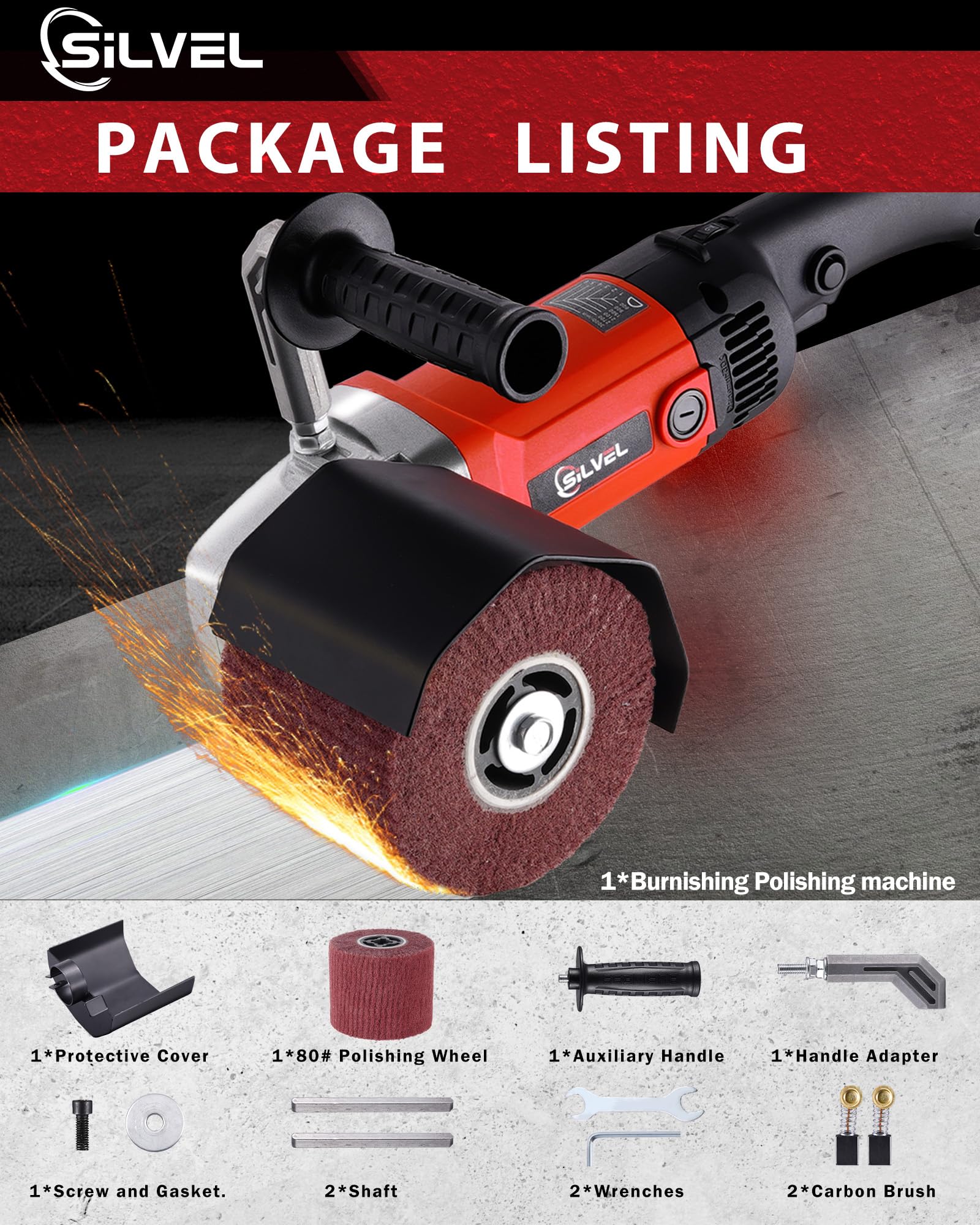 1400W Electric Burnishing Polishing Machine - 110V Handheld Sander Polisher Kit with 6 Adjustable Speeds (500-3000 RPM) for Metal, Stainless Steel, Wood & Plastic - Perfect for Automotive Detailing, Metal Restoration & DIY Woodworking Projects