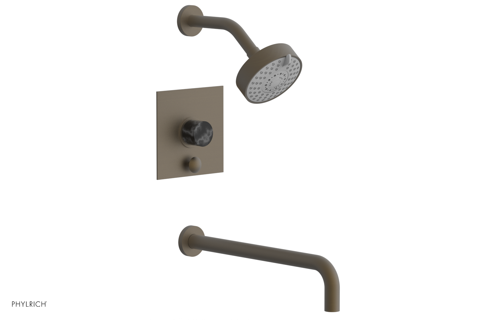 BASIC II 14 Pressure Balance Tub and Shower Set in Black Marble - 230S 28 14 Model | Perfect for Modern Bathroom Renovations & Spa-Like Shower Experiences
